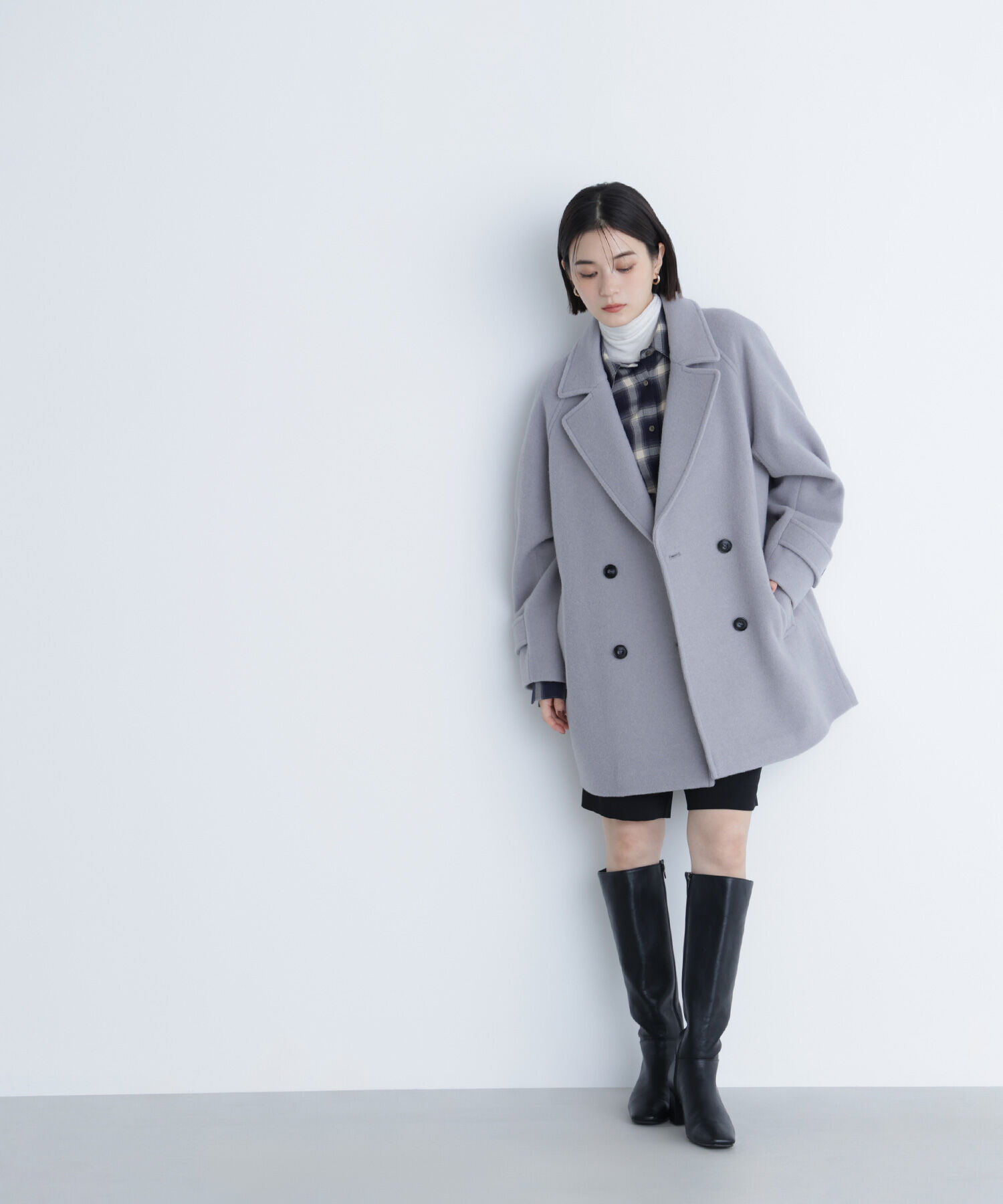  「ダブルブレストフォルムミドルコート」|ブルゾン・スタジャン|