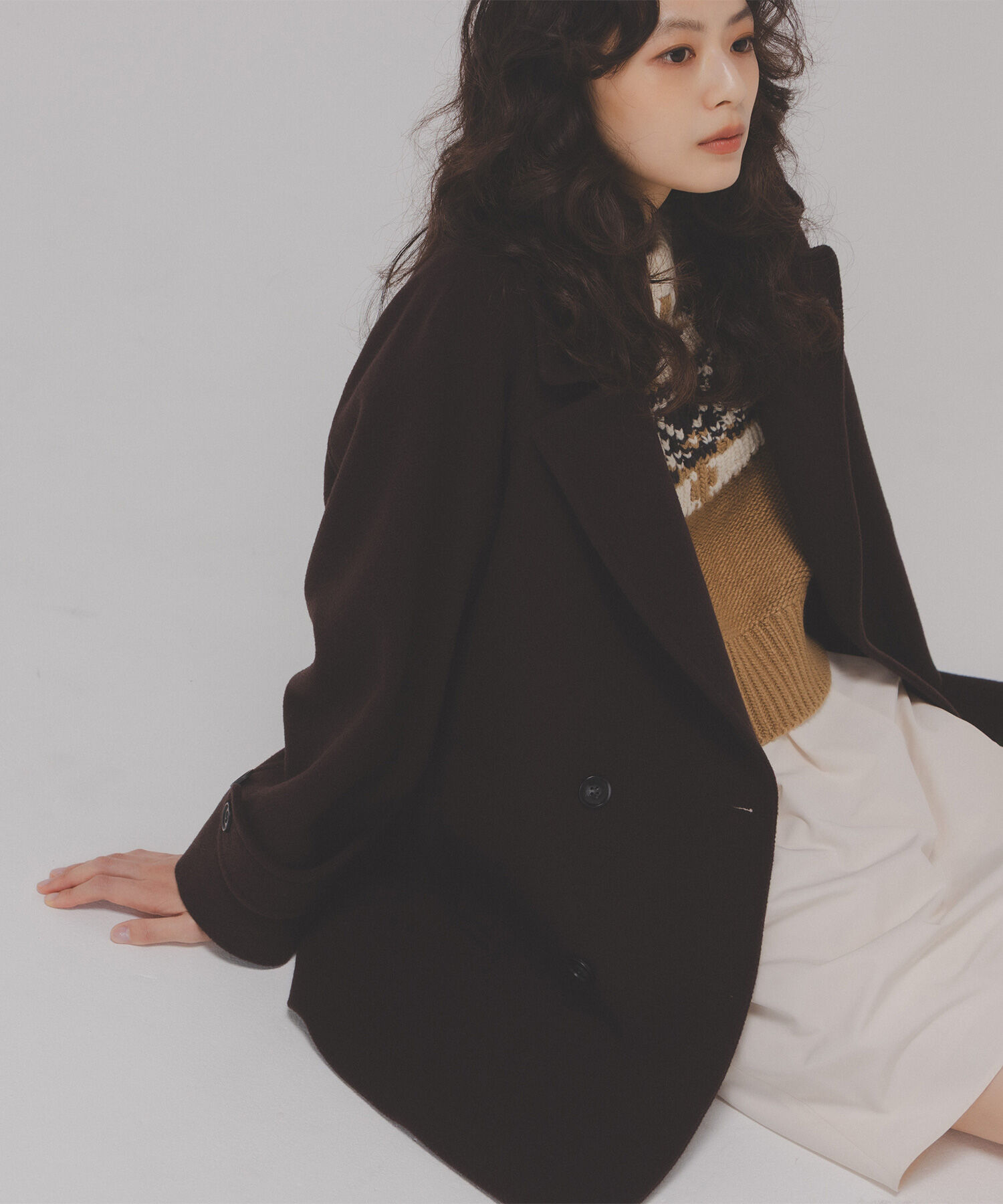  「ダブルブレストフォルムミドルコート」|ブルゾン・スタジャン|