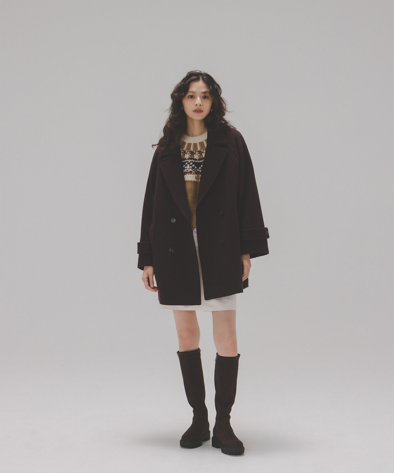  「ダブルブレストフォルムミドルコート」|ブルゾン・スタジャン|