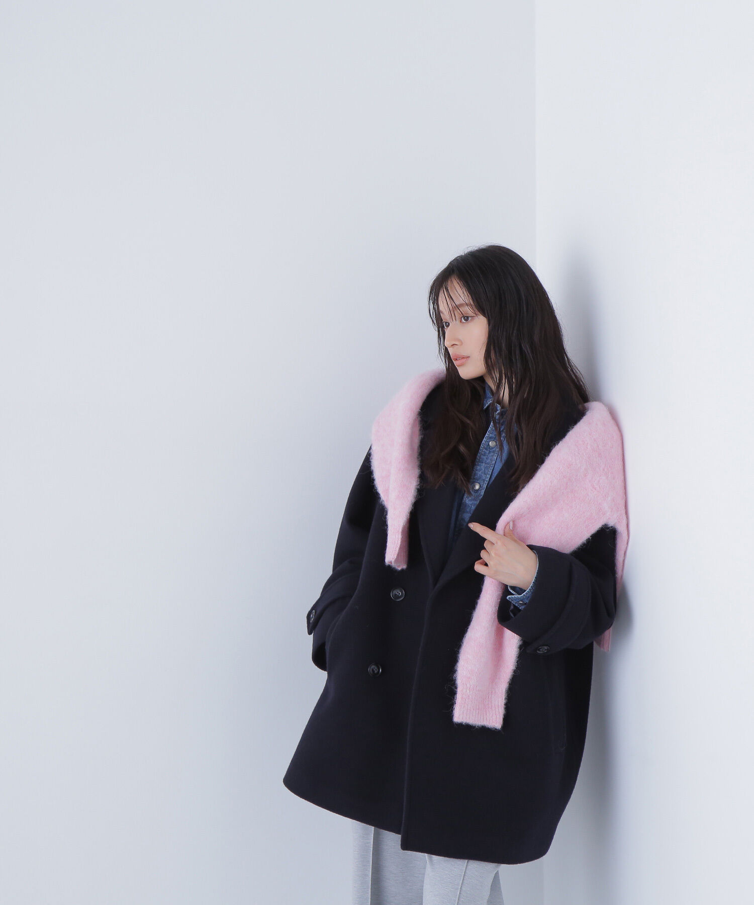  「ダブルブレストフォルムミドルコート」|ブルゾン・スタジャン|