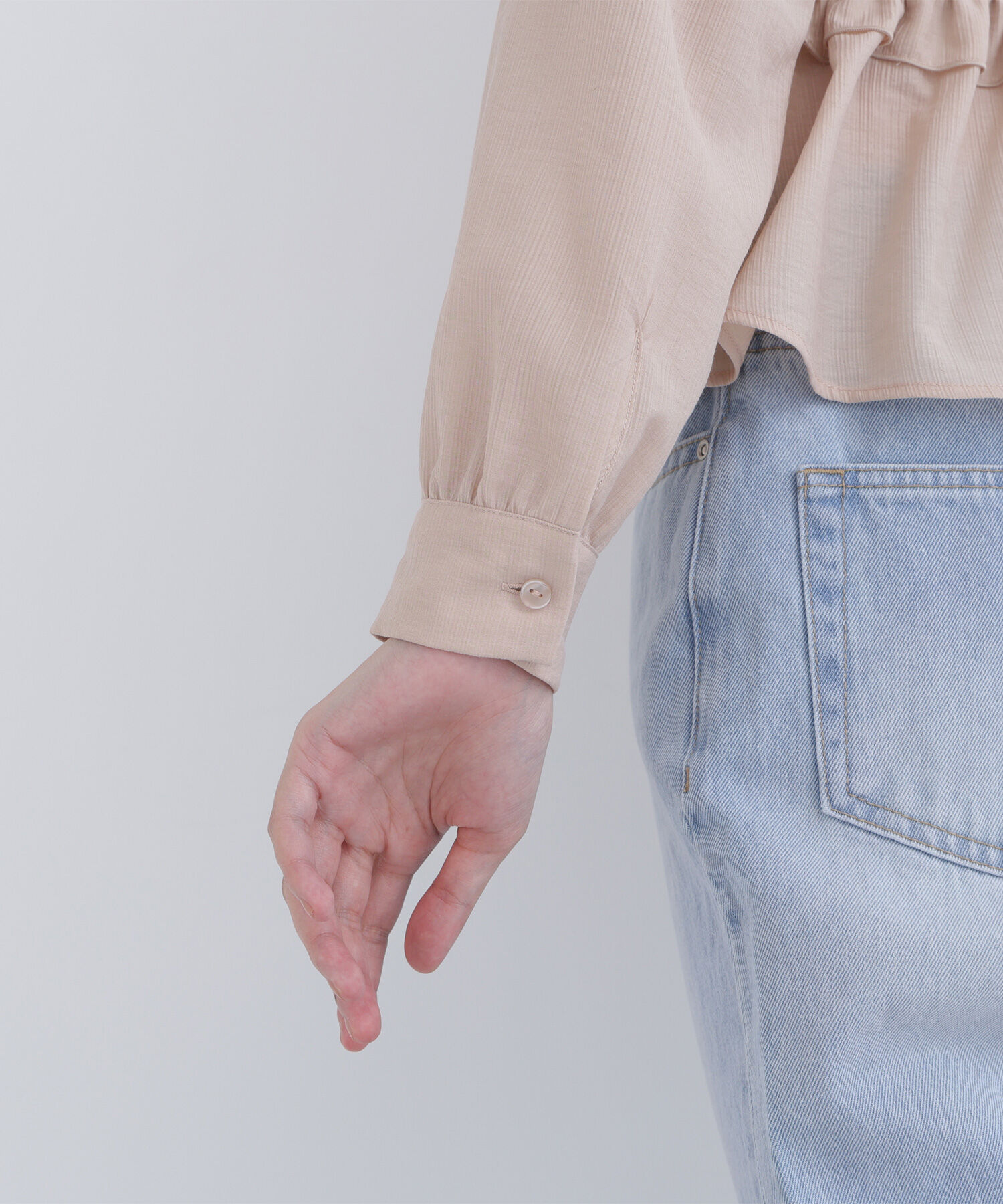  「フロントリボンペプラム楊柳ブラウス」|シャツ・ブラウス|