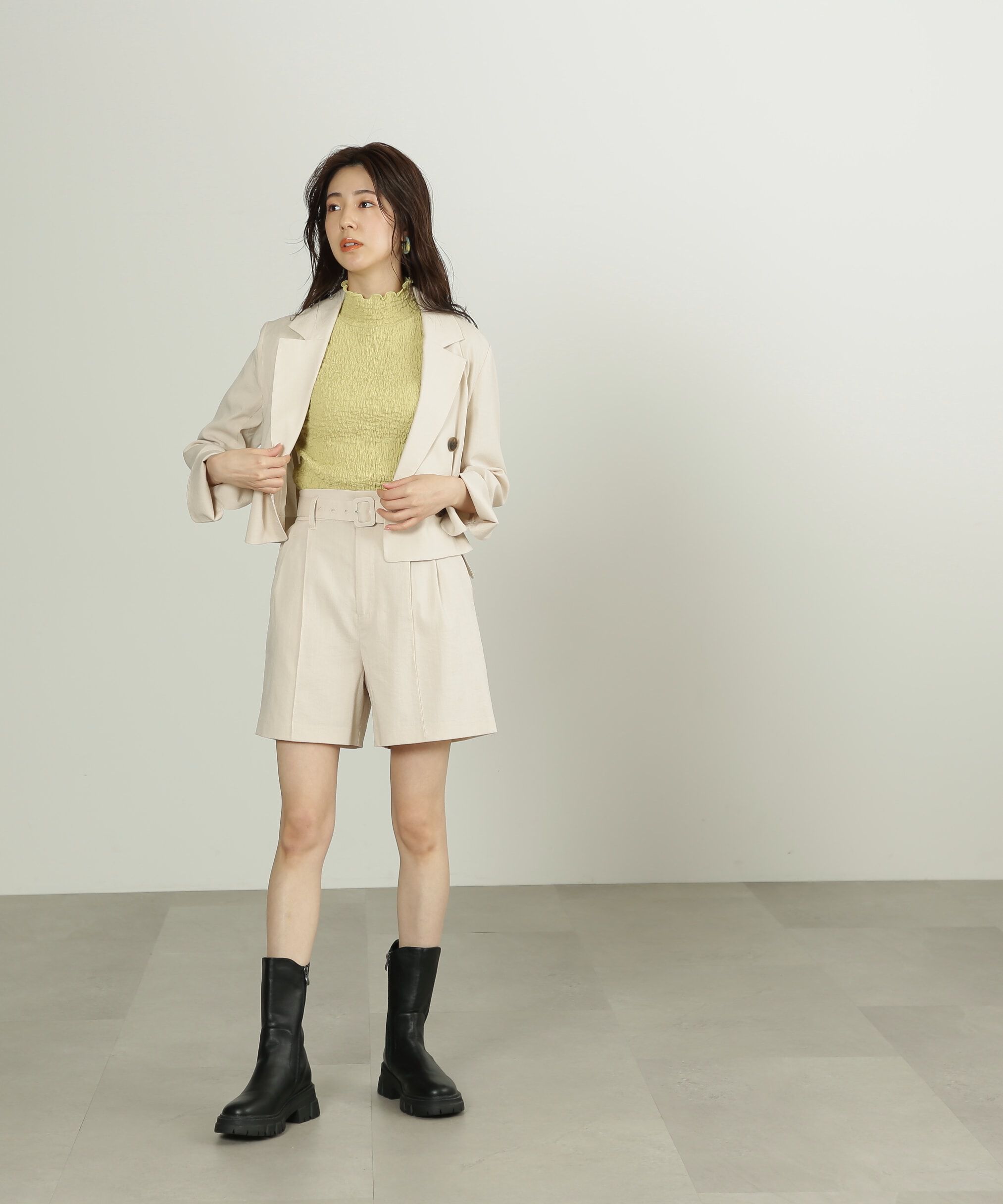  「麻調合繊ベルト付きショートパンツ」|その他|