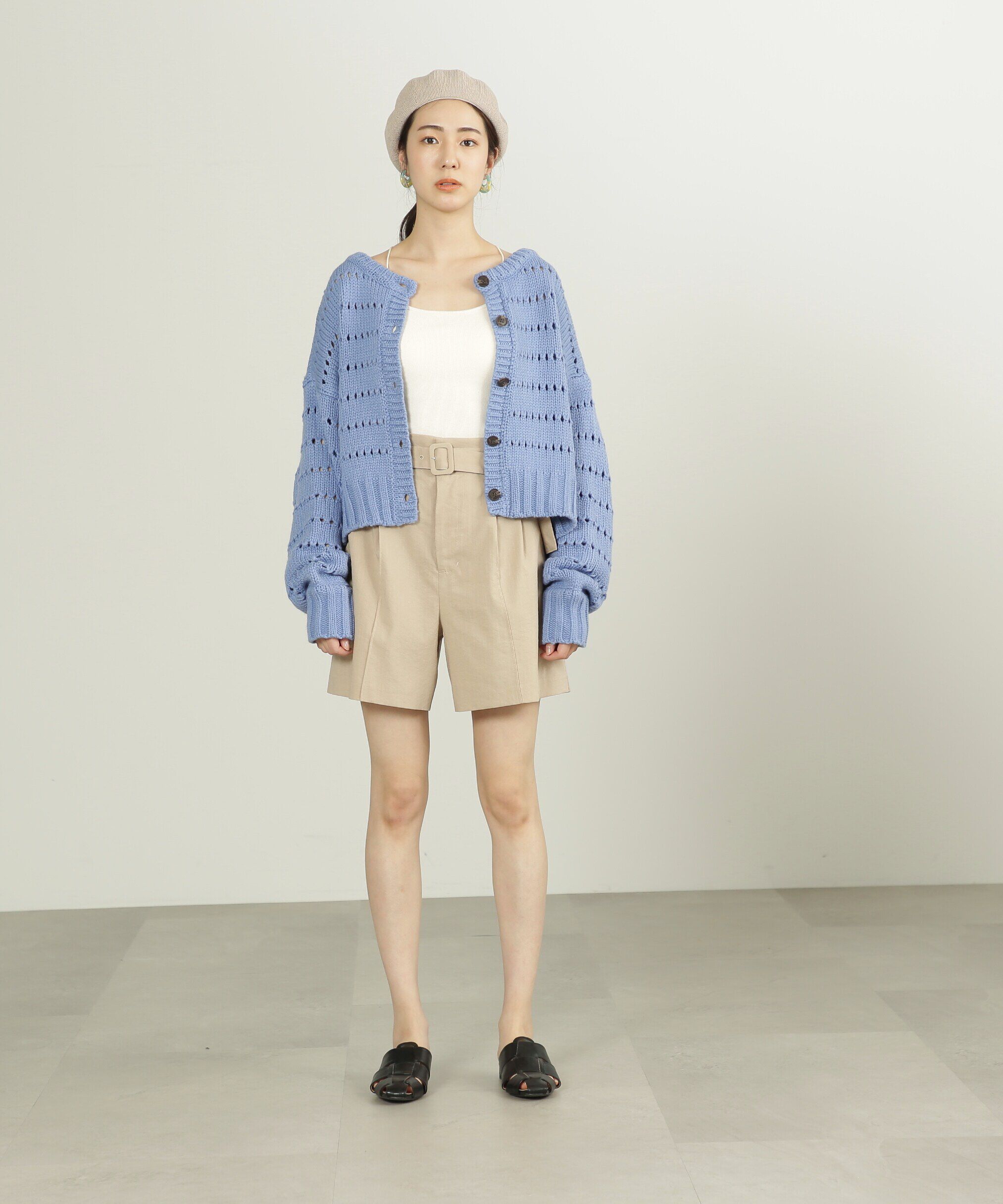  「麻調合繊ベルト付きショートパンツ」|その他|