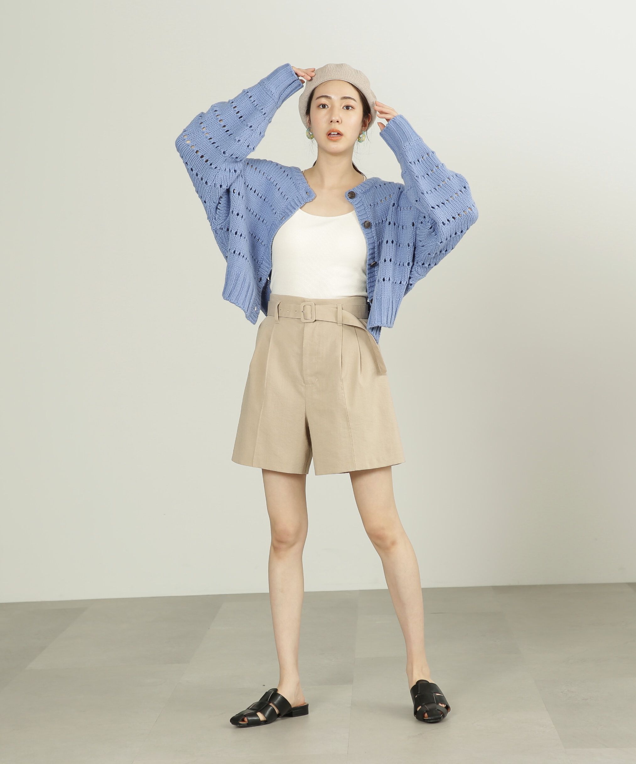  「麻調合繊ベルト付きショートパンツ」|その他|