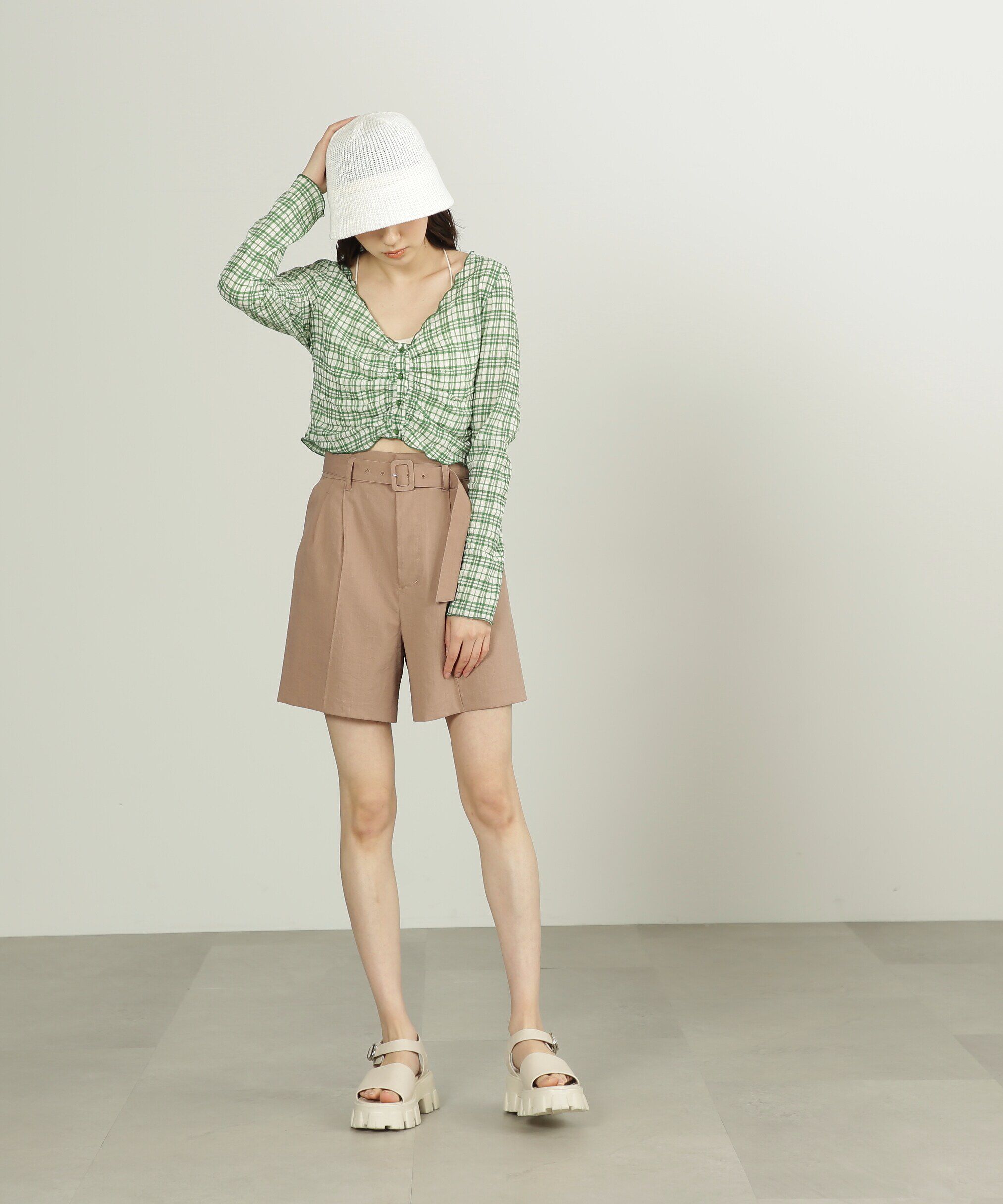  「麻調合繊ベルト付きショートパンツ」|その他|