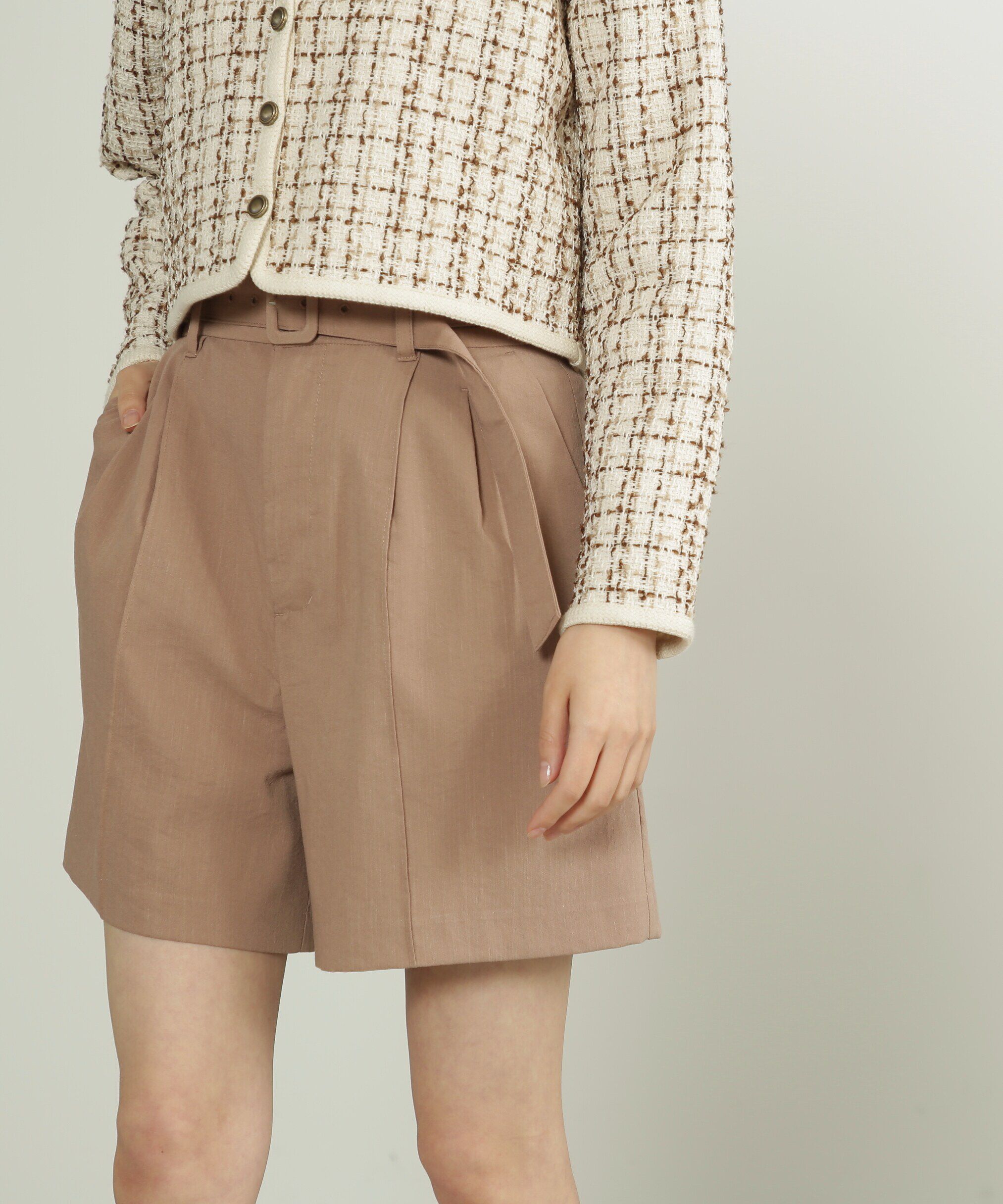  「麻調合繊ベルト付きショートパンツ」|その他|