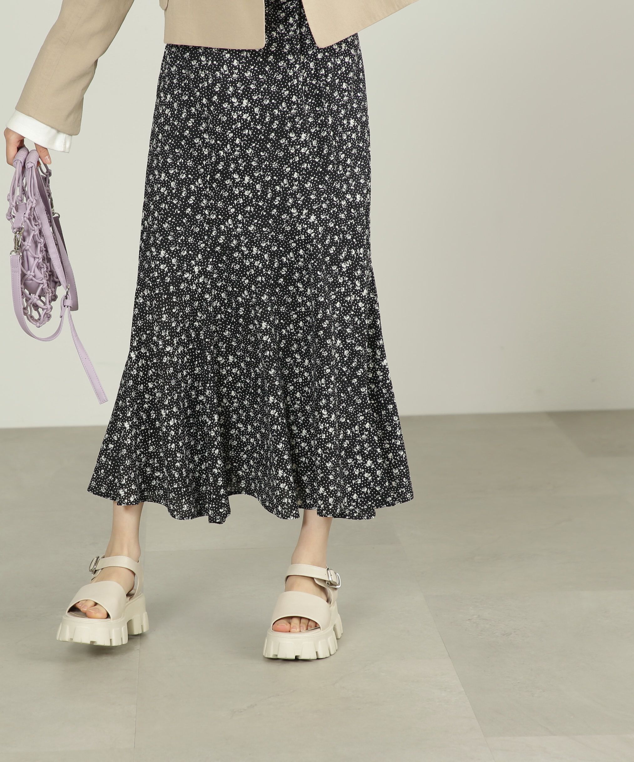  「[低身長サイズ/Sシリーズ]ハイウエストフラワーマーメイドスカート」|スカート|ブラックベー 1