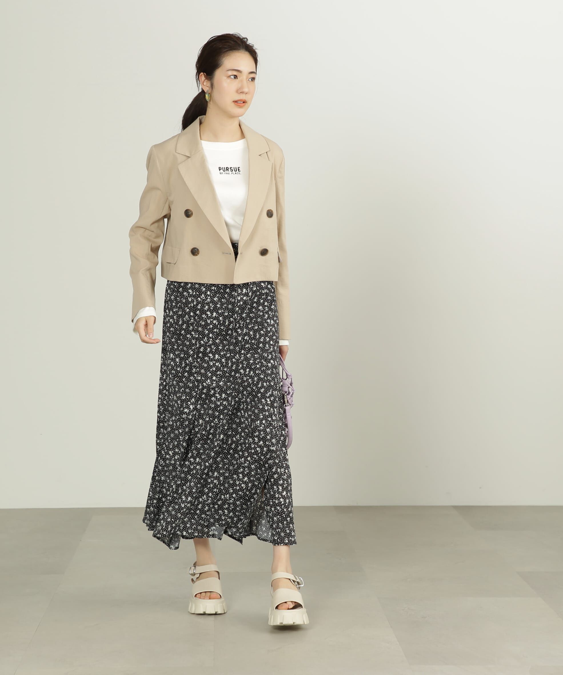  「[低身長サイズ/Sシリーズ]ハイウエストフラワーマーメイドスカート」|スカート|