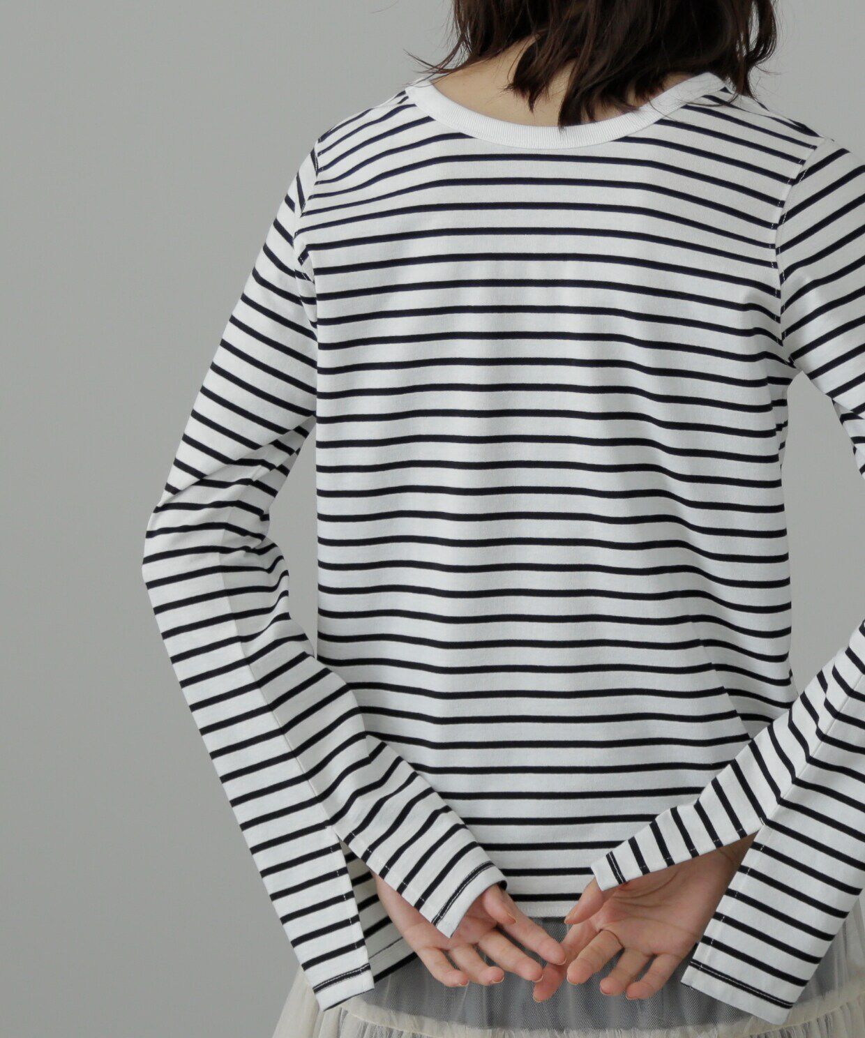  「フレアスリーブ袖スリットボーダーTシャツ」|Tシャツ・カットソー|