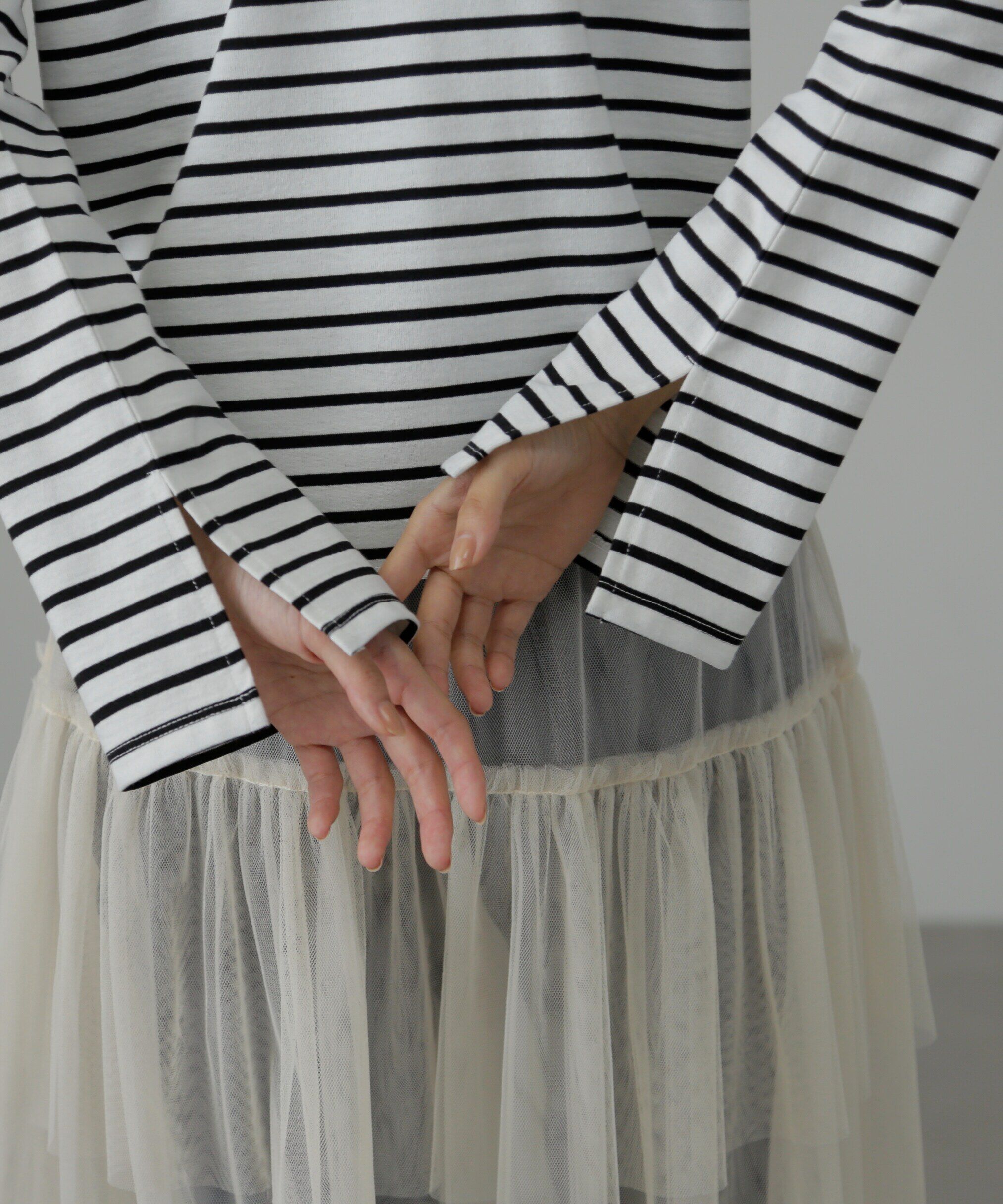  「フレアスリーブ袖スリットボーダーTシャツ」|Tシャツ・カットソー|