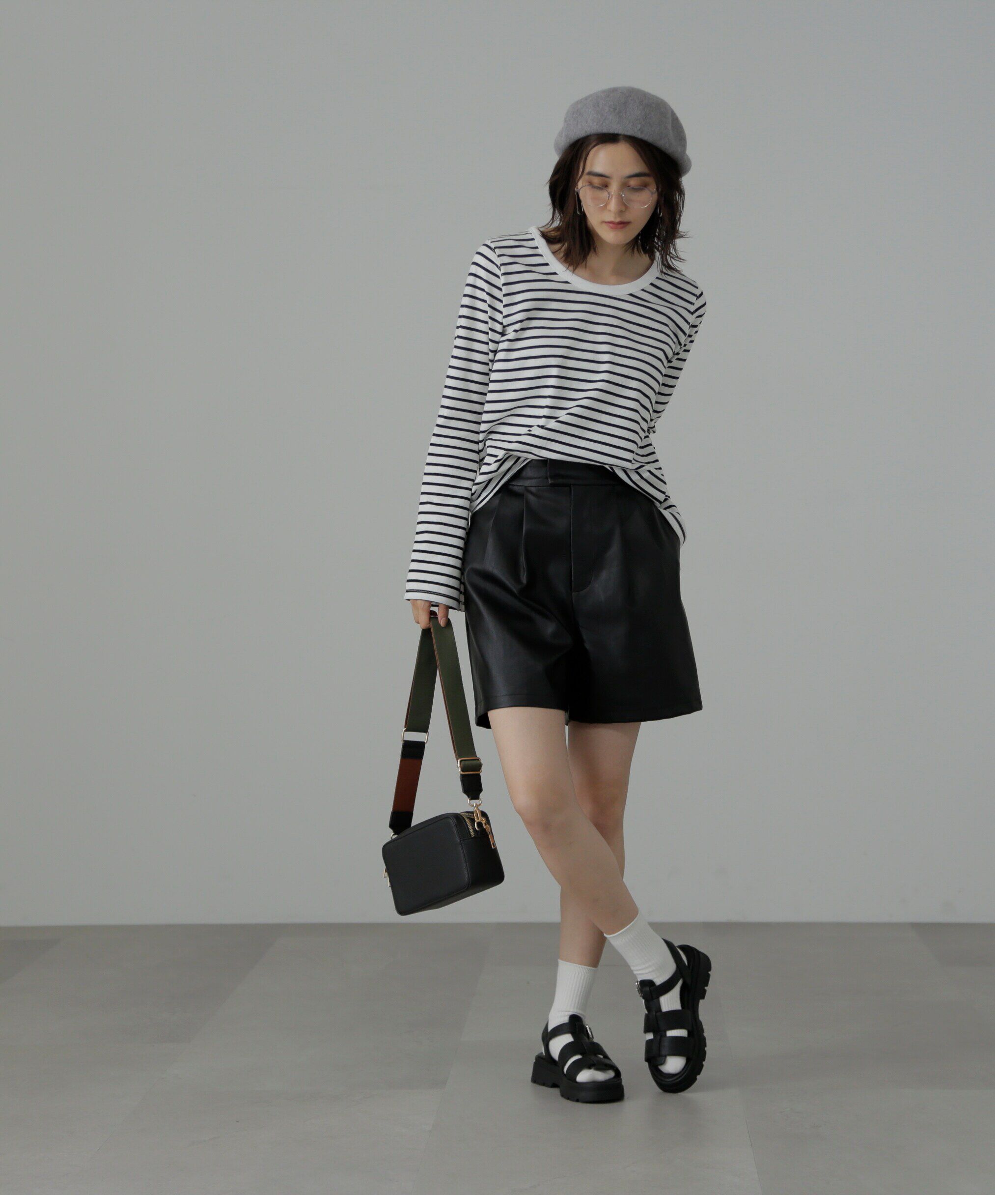  「フレアスリーブ袖スリットボーダーTシャツ」|Tシャツ・カットソー|