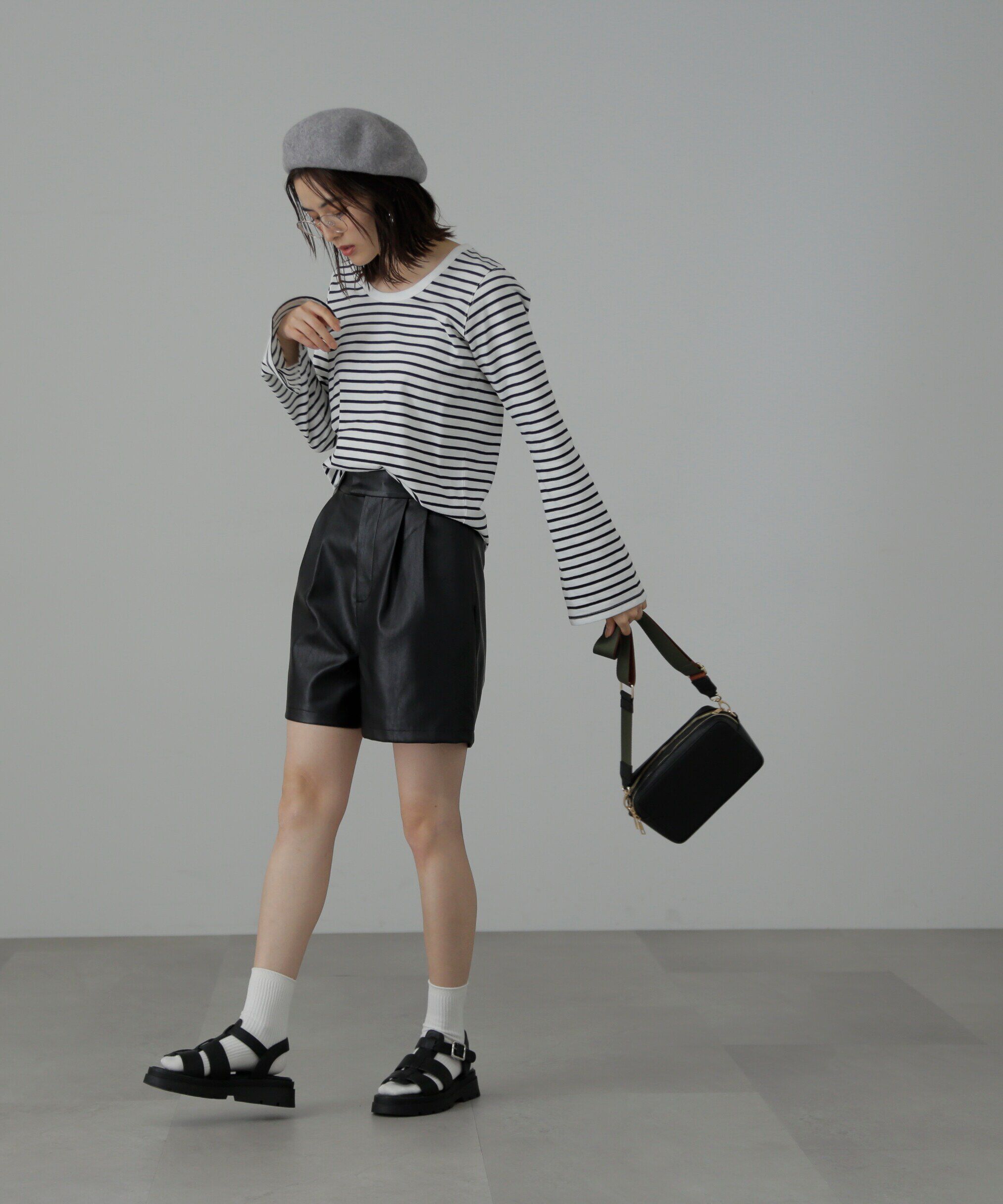  「フレアスリーブ袖スリットボーダーTシャツ」|Tシャツ・カットソー|