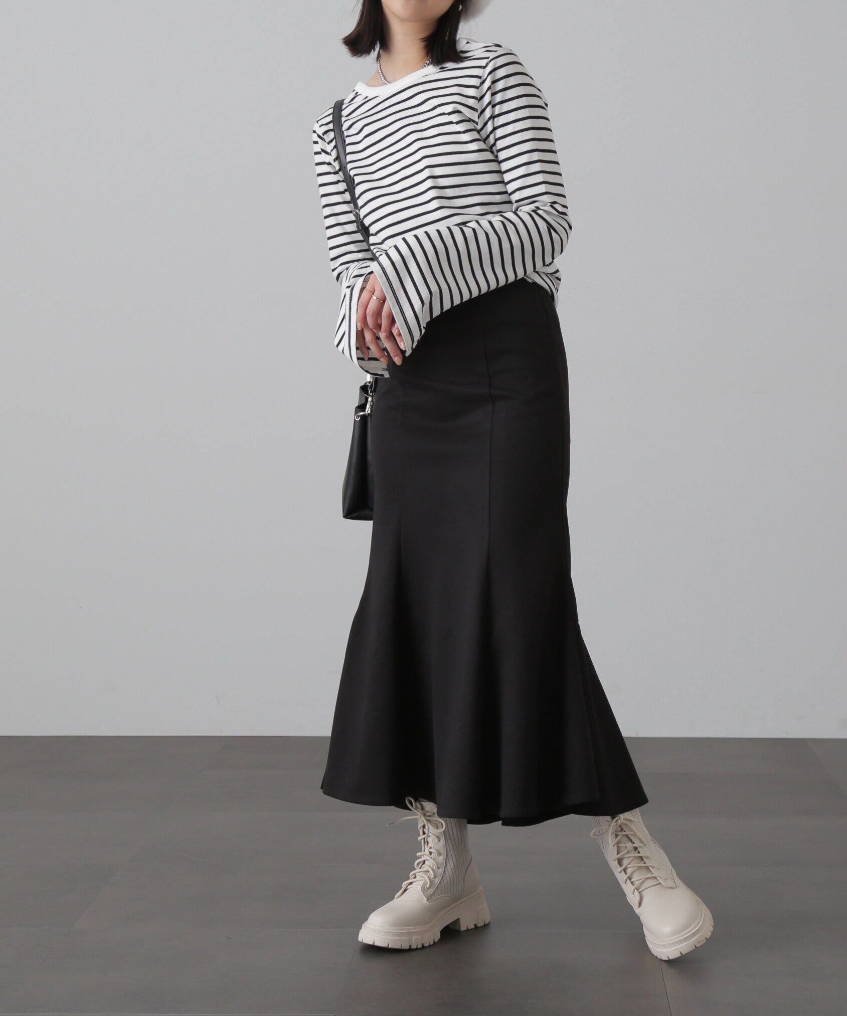  「フレアスリーブ袖スリットボーダーTシャツ」|Tシャツ・カットソー|