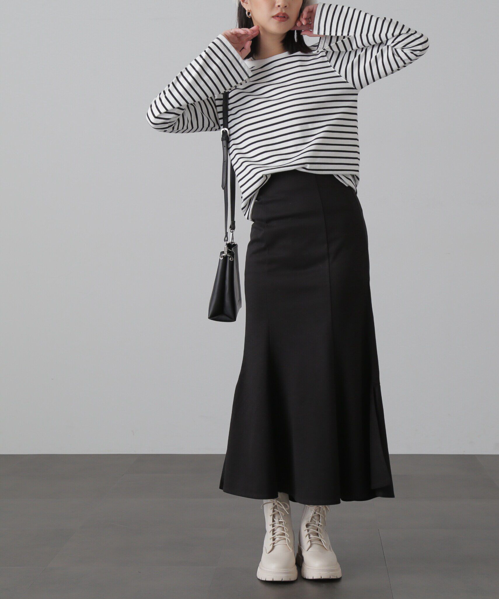  「フレアスリーブ袖スリットボーダーTシャツ」|Tシャツ・カットソー|