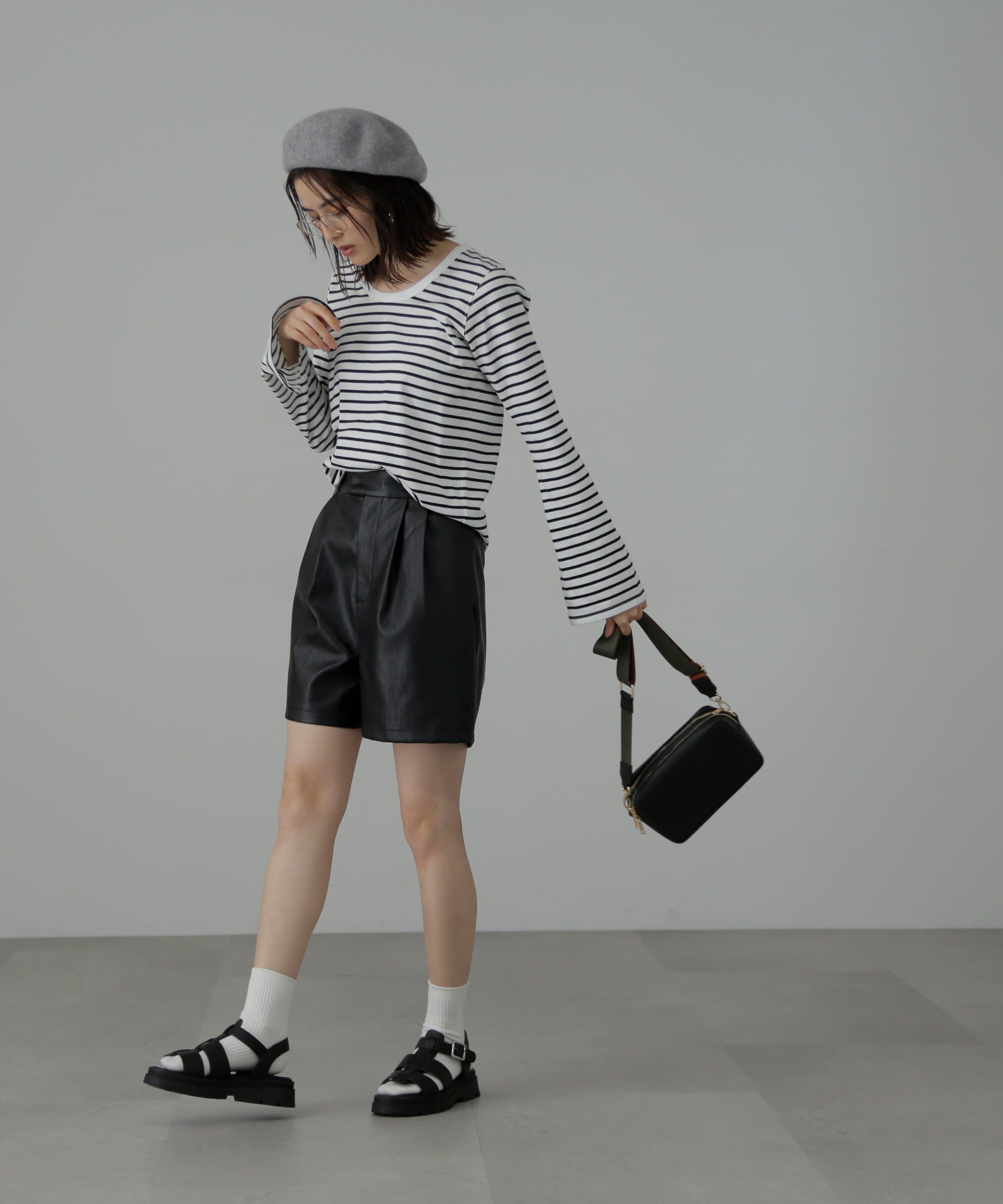  「フレアスリーブ袖スリットボーダーTシャツ」|Tシャツ・カットソー|