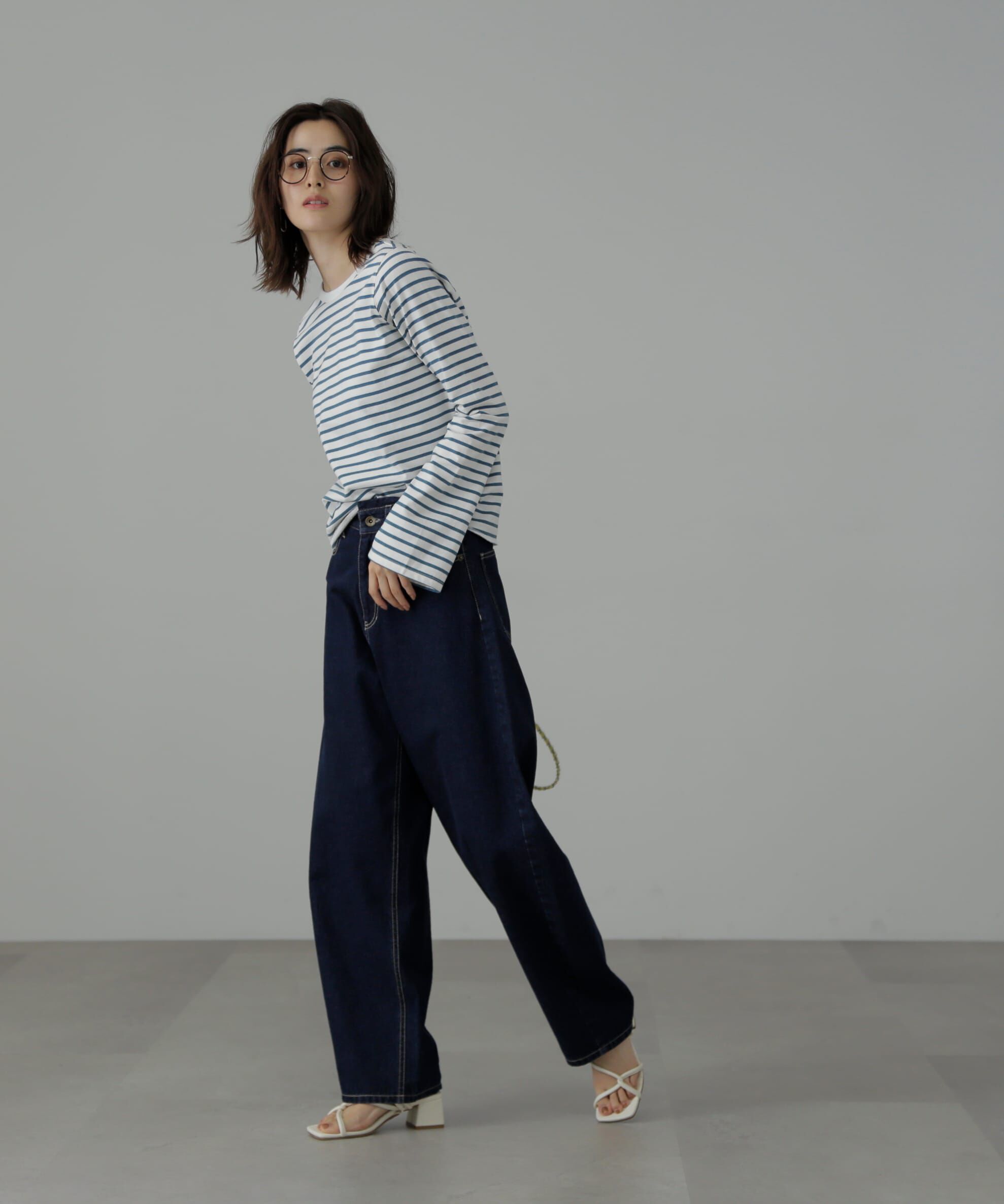  「フレアスリーブ袖スリットボーダーTシャツ」|Tシャツ・カットソー|