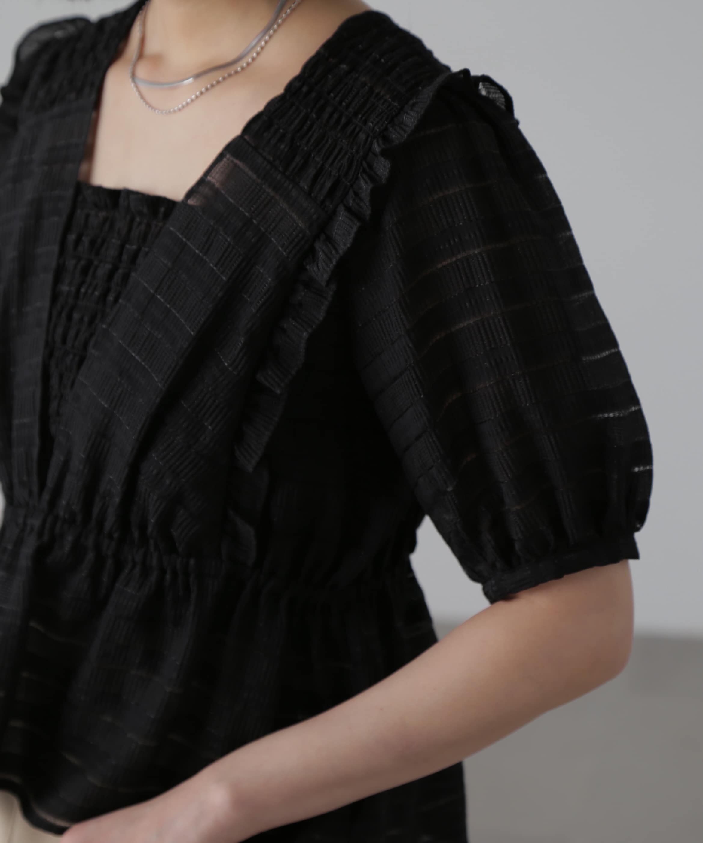  「肩フリルシャーリングペプラムブラウス」|シャツ・ブラウス|