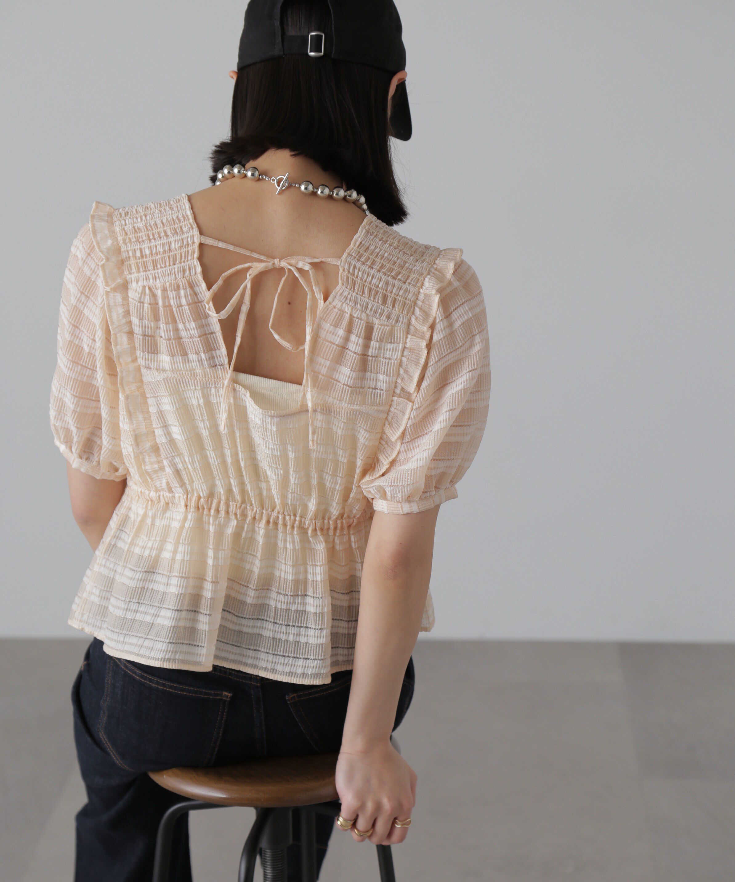  「肩フリルシャーリングペプラムブラウス」|シャツ・ブラウス|