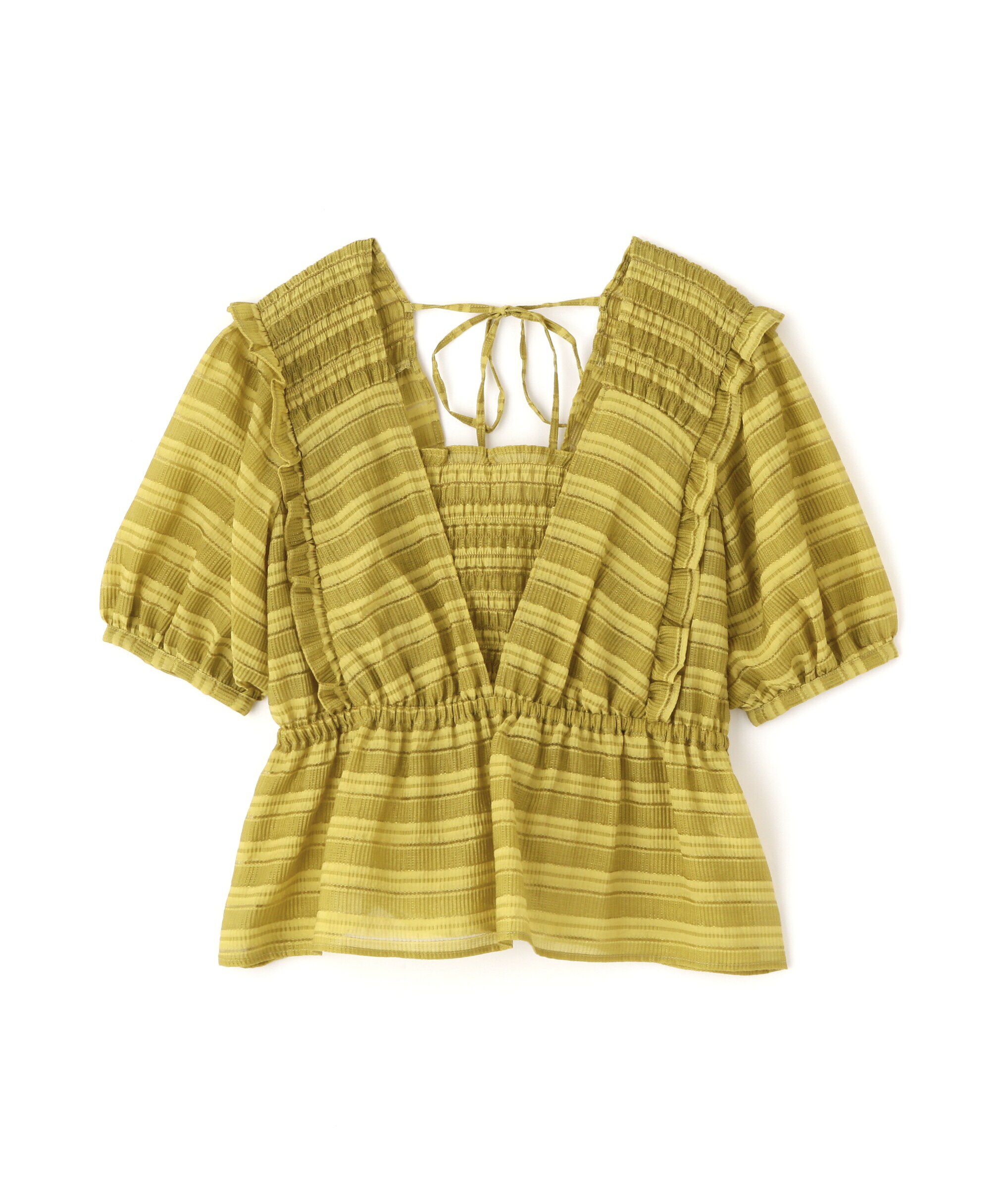  「肩フリルシャーリングペプラムブラウス」|シャツ・ブラウス|