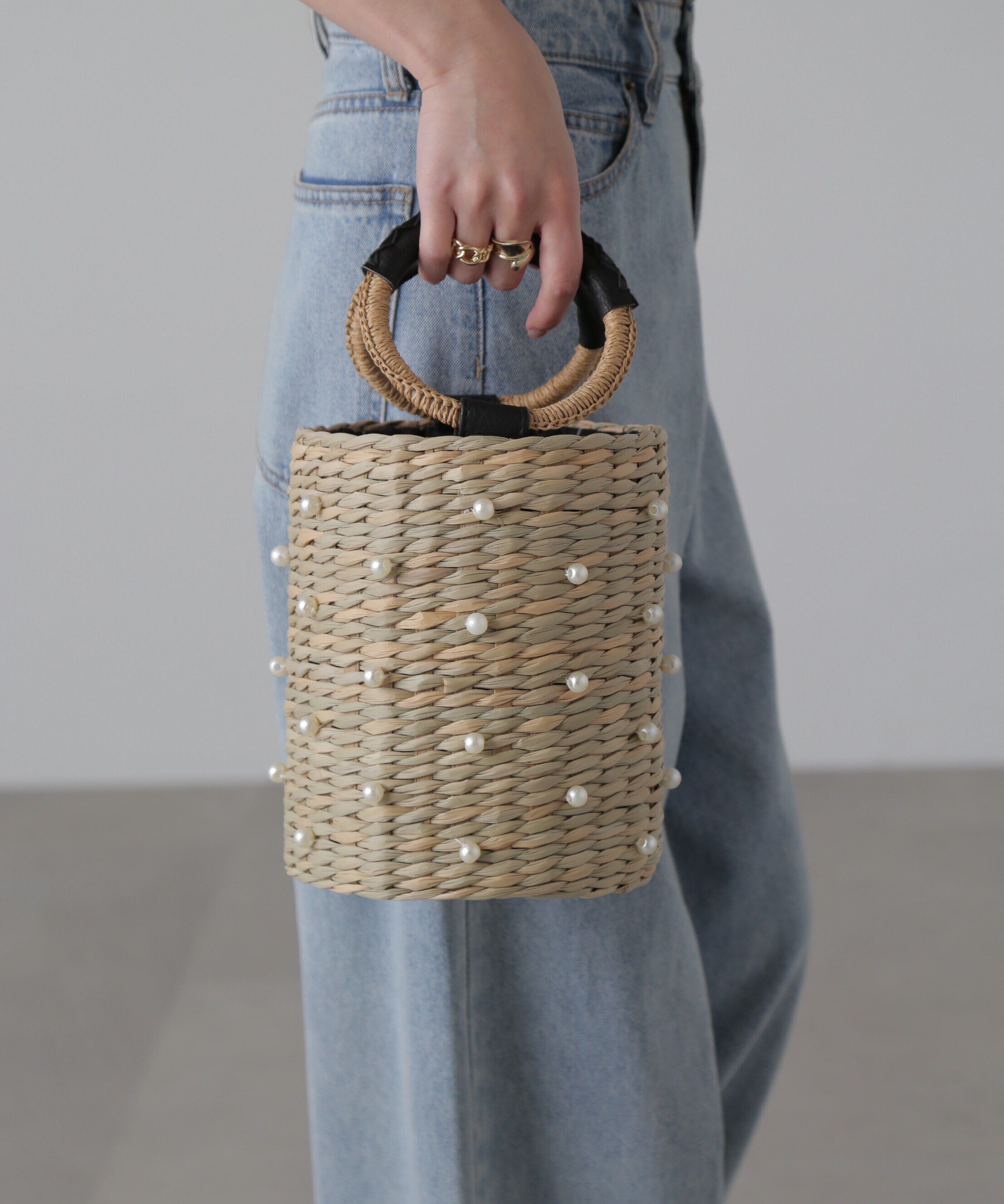  「パール付きかごトートバッグ」|その他|