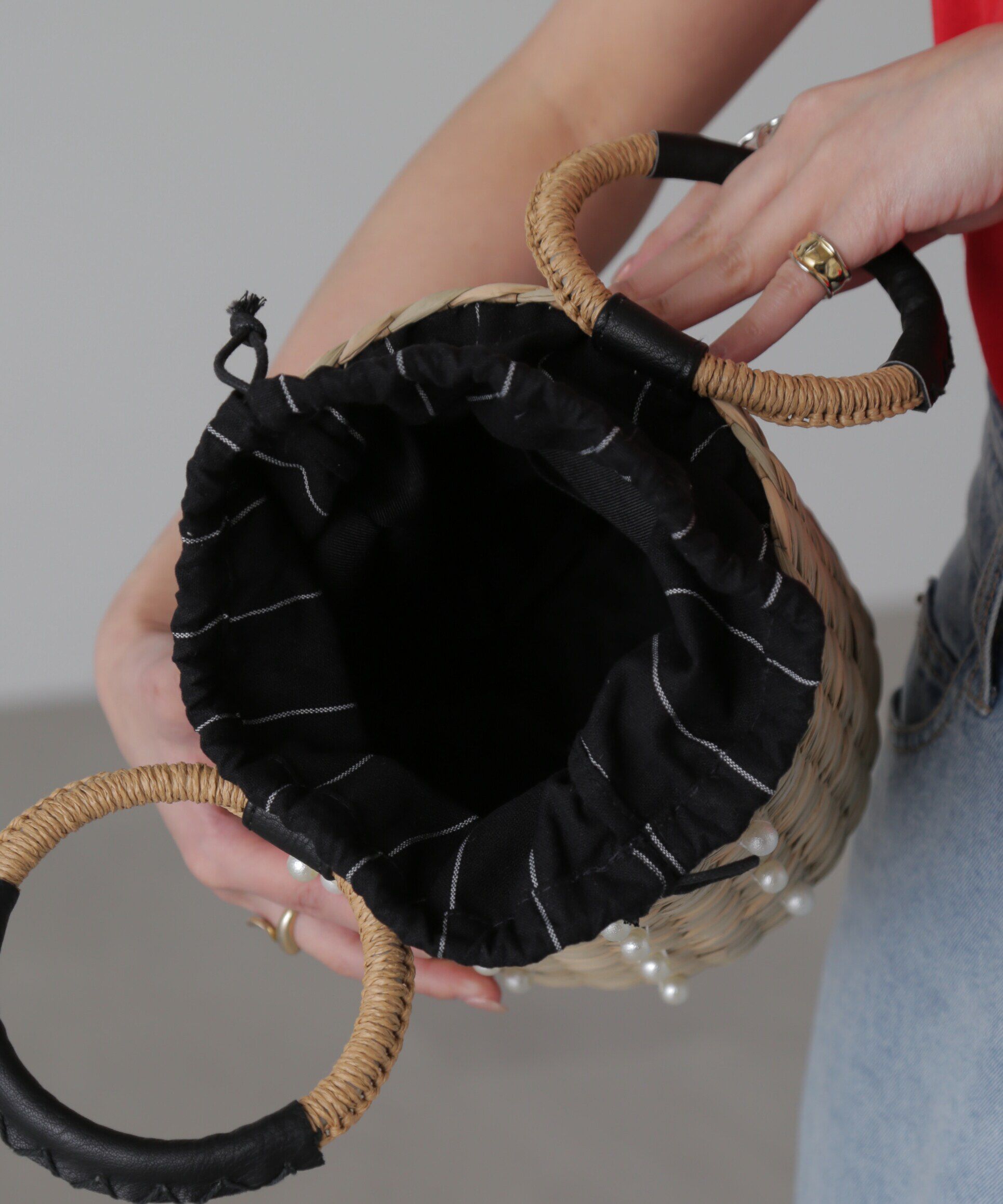  「パール付きかごトートバッグ」|その他|