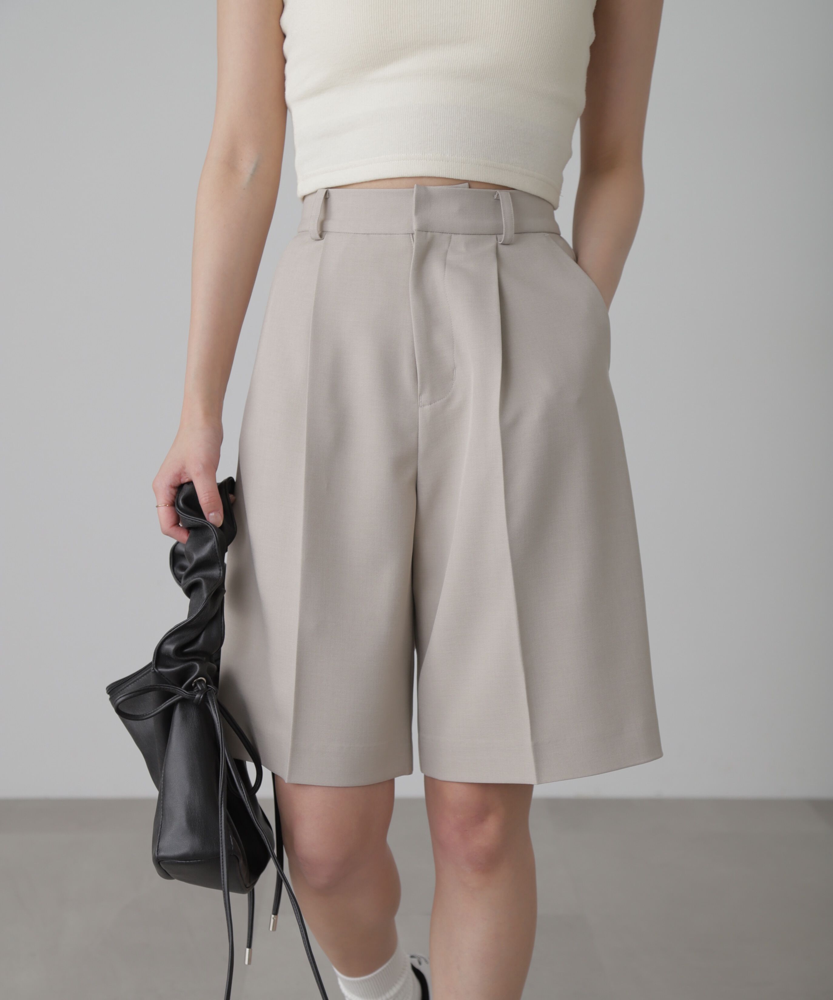  「麻調合繊ハーフパンツ」|その他|ベージュ