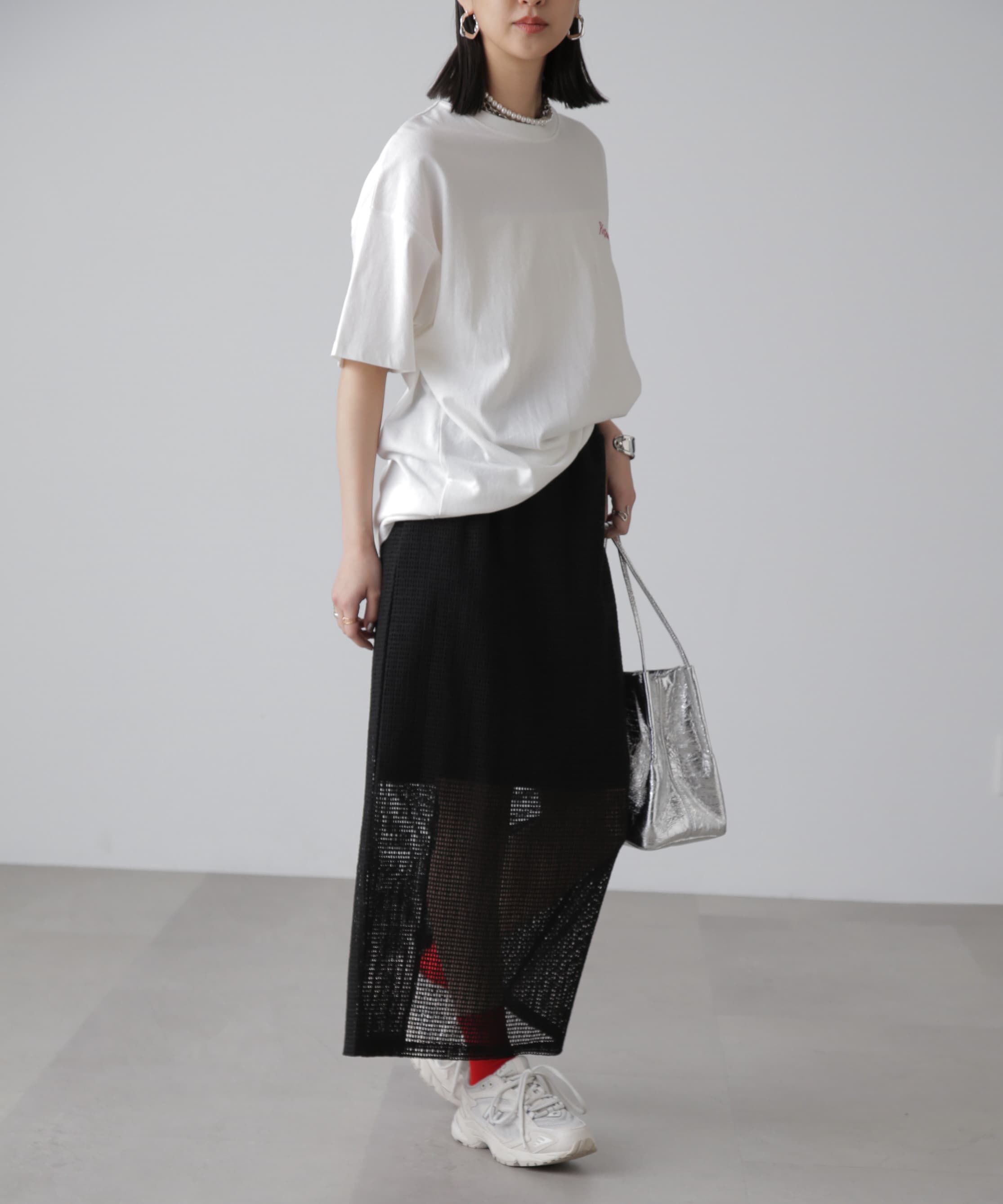  「レイヤードメッシュナロースカート」|スカート|