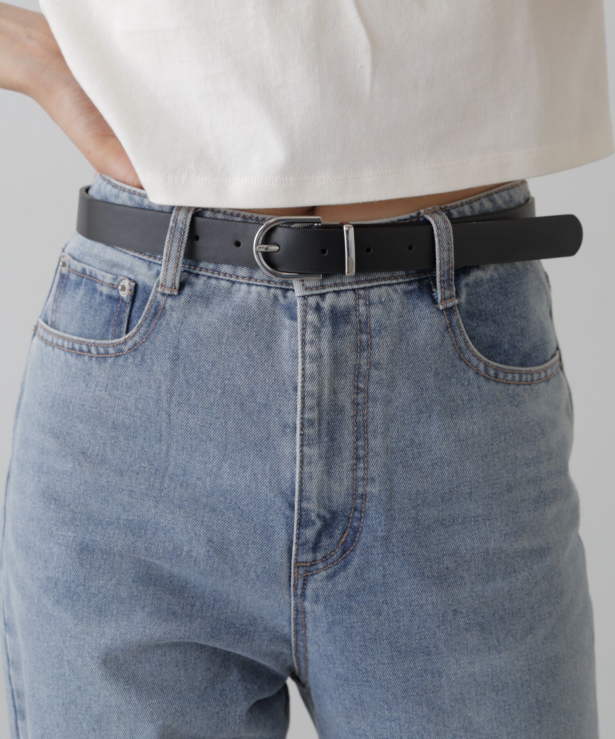  「ミドルバックルベルト」|ハンカチ|ブラック