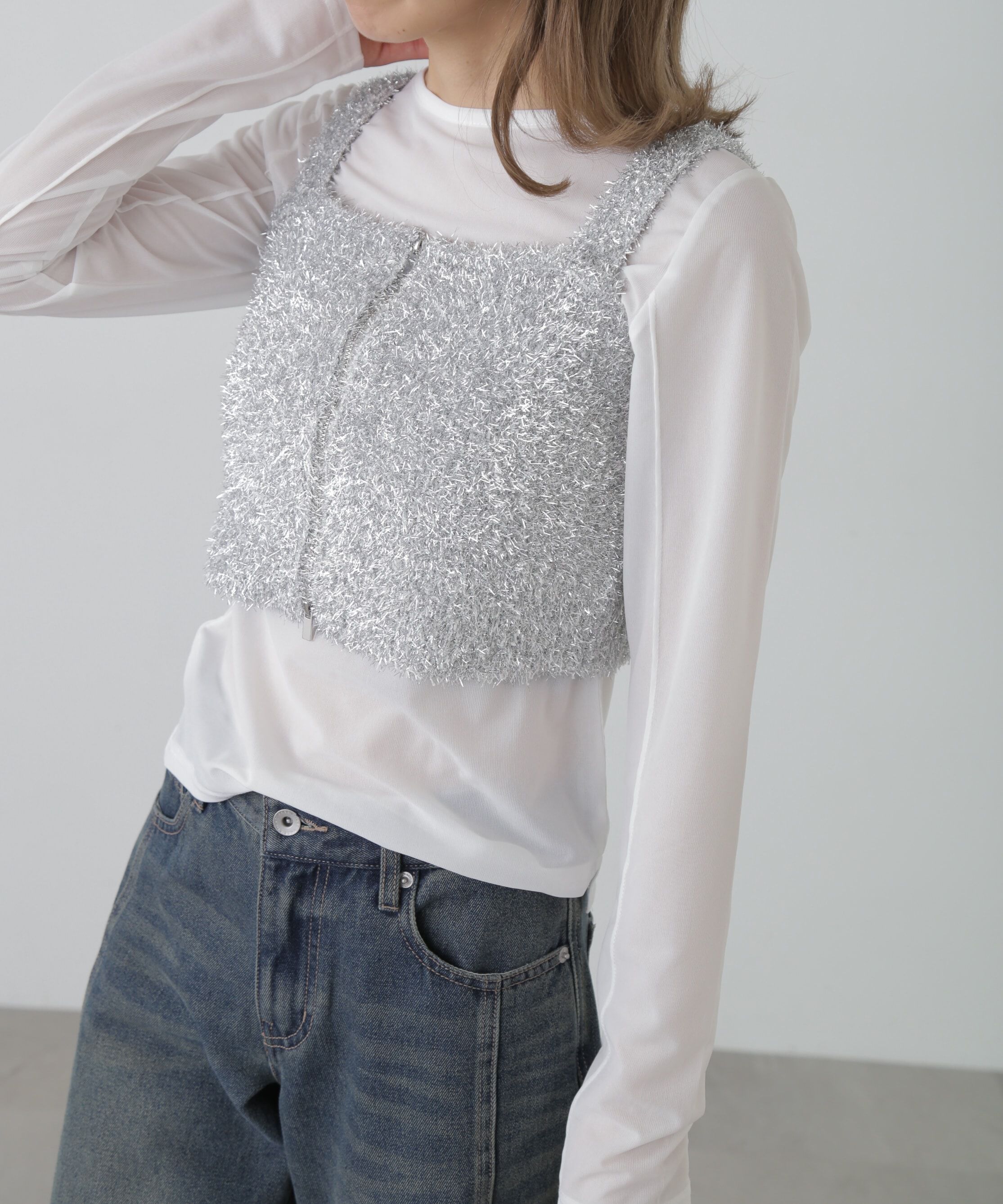  「シャギーラメニットビスチェ」|ニット・セーター|