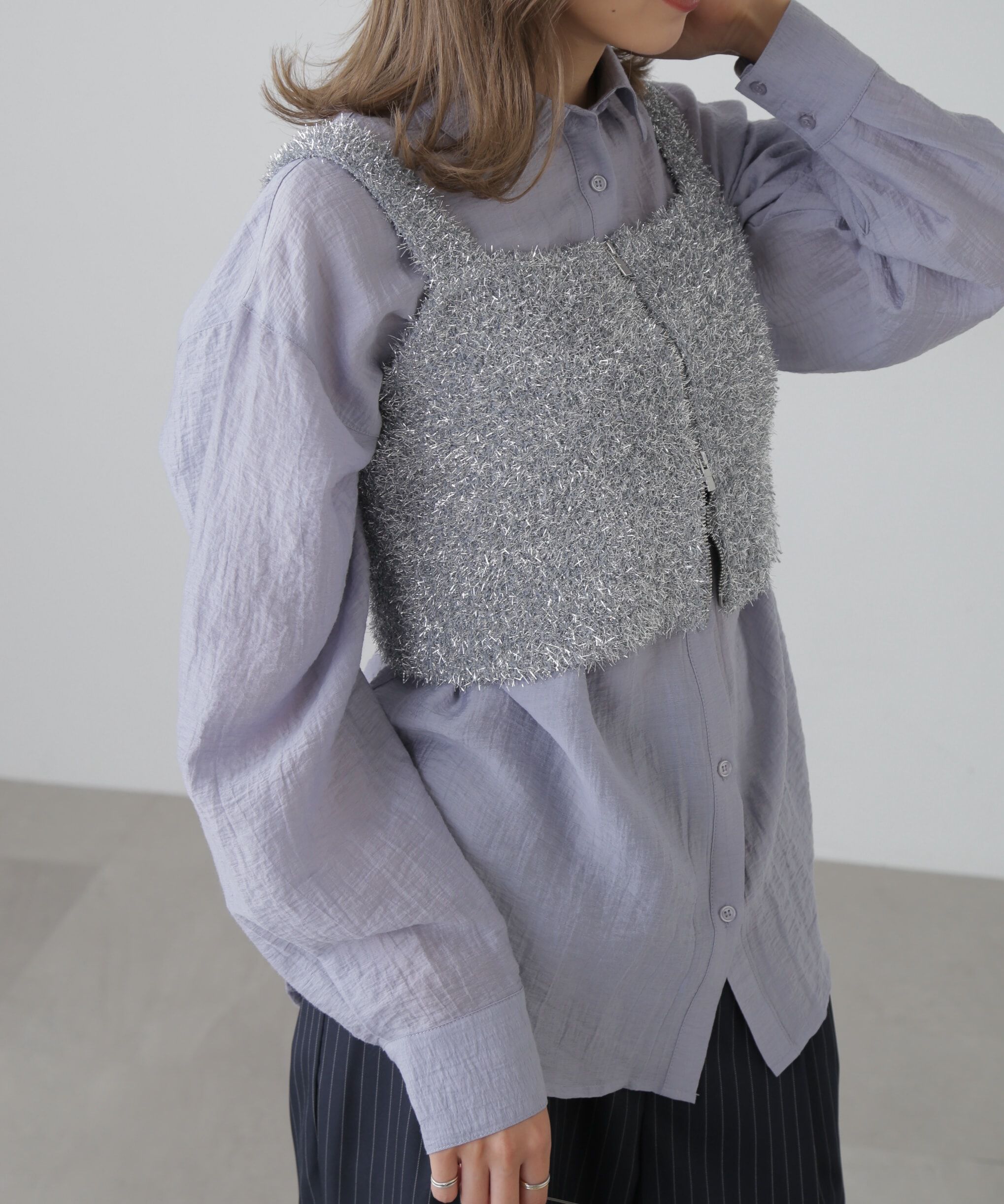  「シャギーラメニットビスチェ」|ニット・セーター|