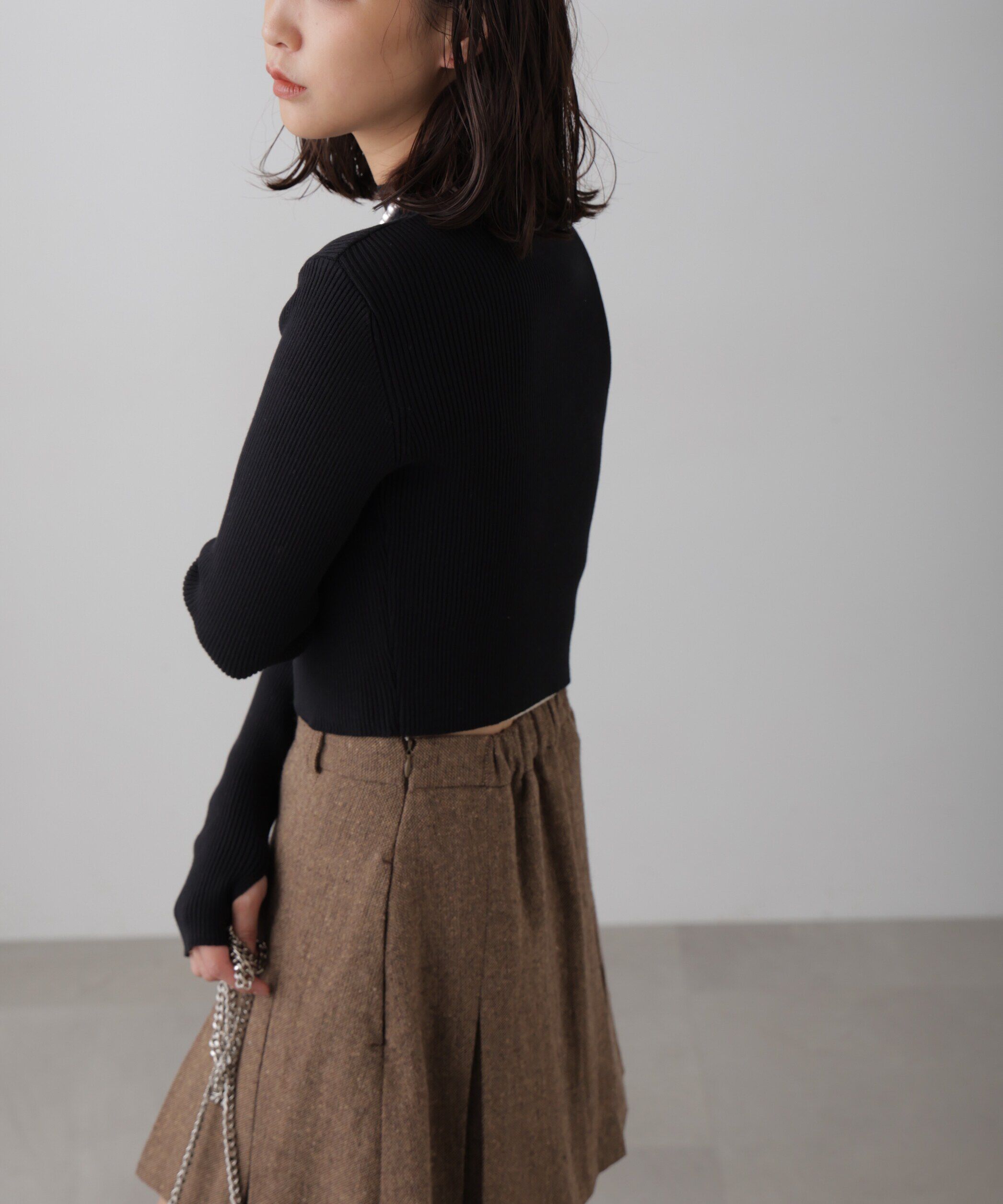  「〈洗える〉マシンウォッシャブルハイネックショート丈ニット」|ニット・セーター|