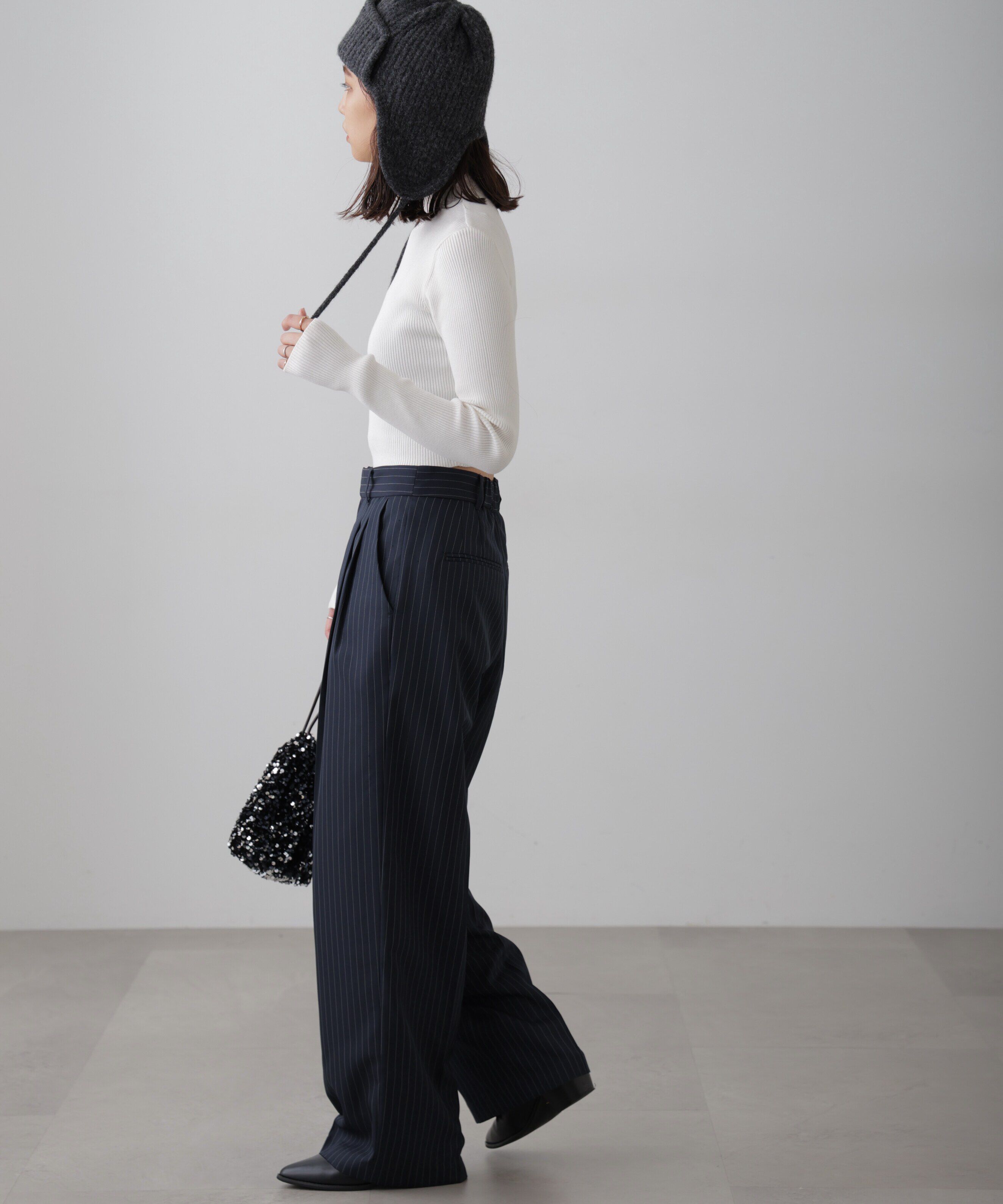  「〈洗える〉マシンウォッシャブルハイネックショート丈ニット」|ニット・セーター|