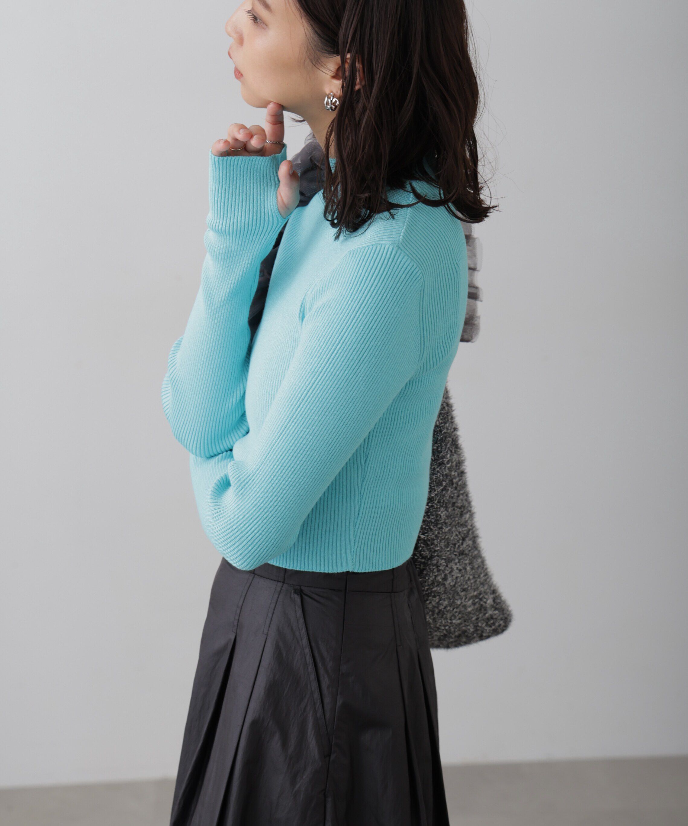  「〈洗える〉マシンウォッシャブルハイネックショート丈ニット」|ニット・セーター|