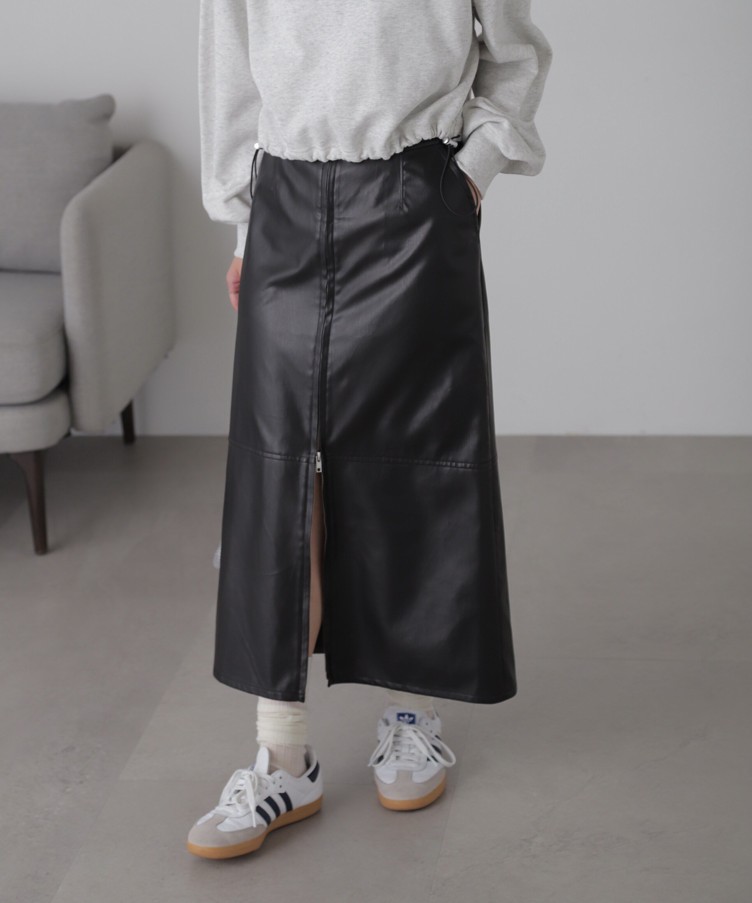  「フロントジップナロースカート」|スカート|