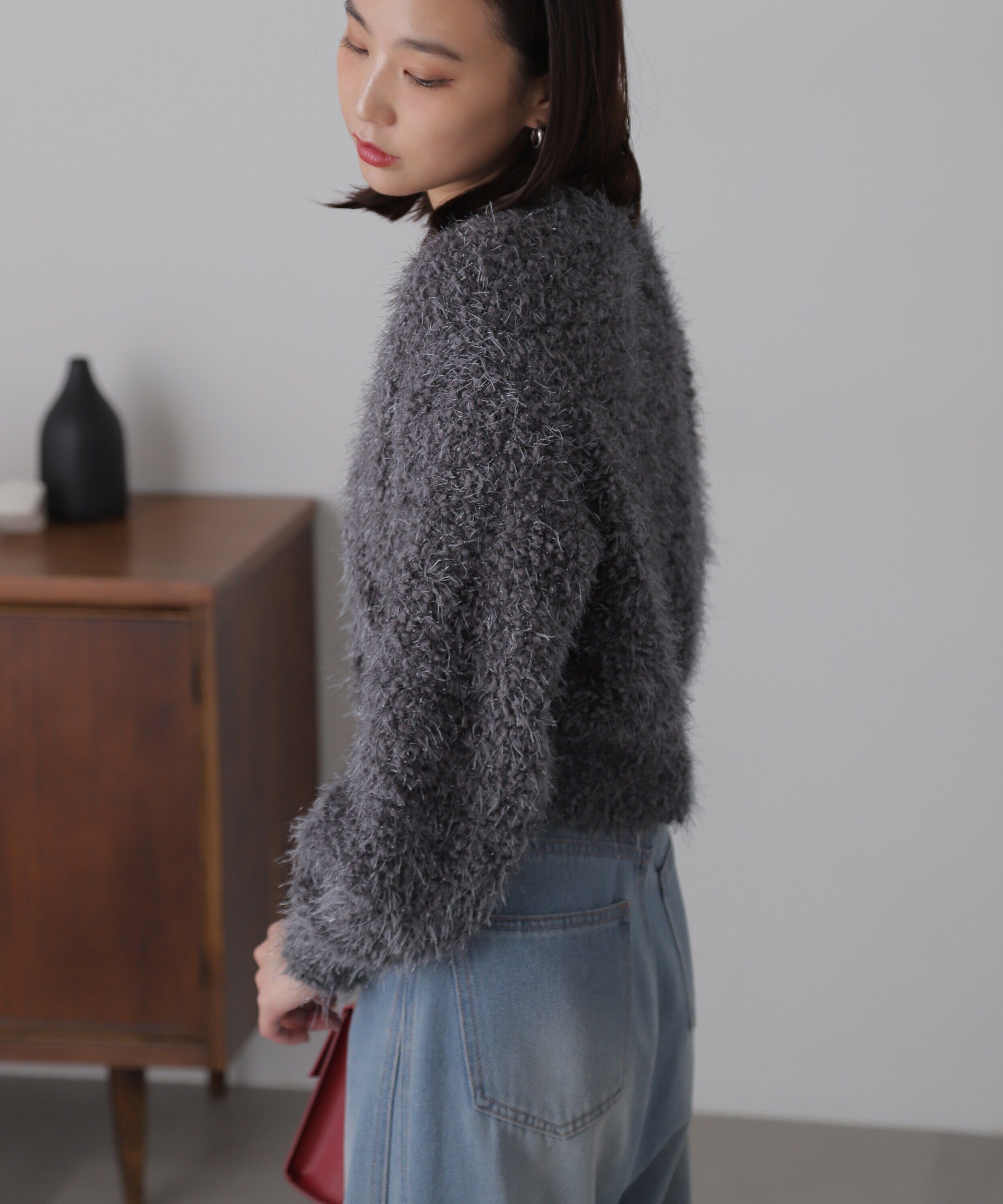  「シャイニーフェザーミックスカーディガン」|ニット・セーター|