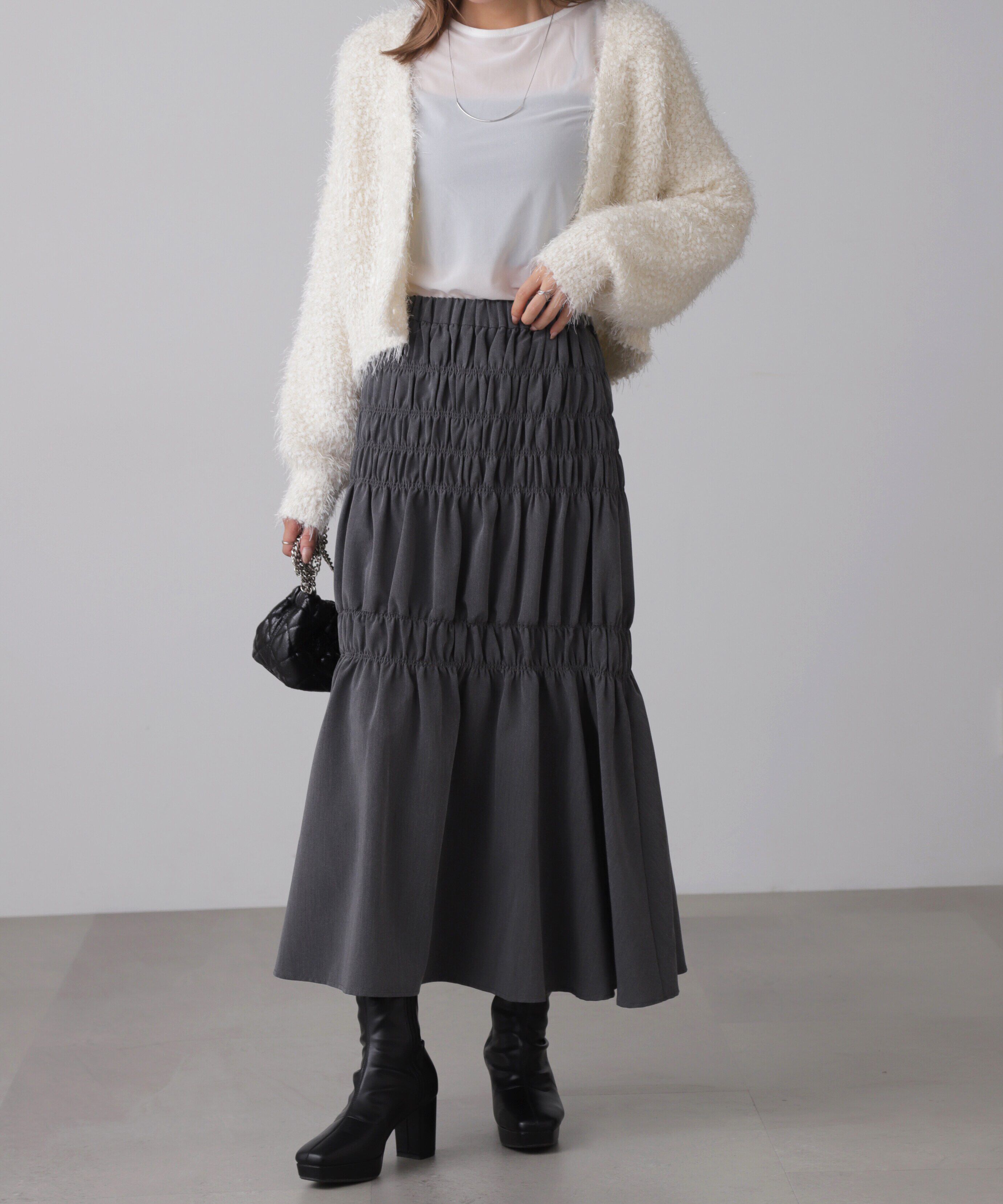  「シャイニーフェザーミックスカーディガン」|ニット・セーター|