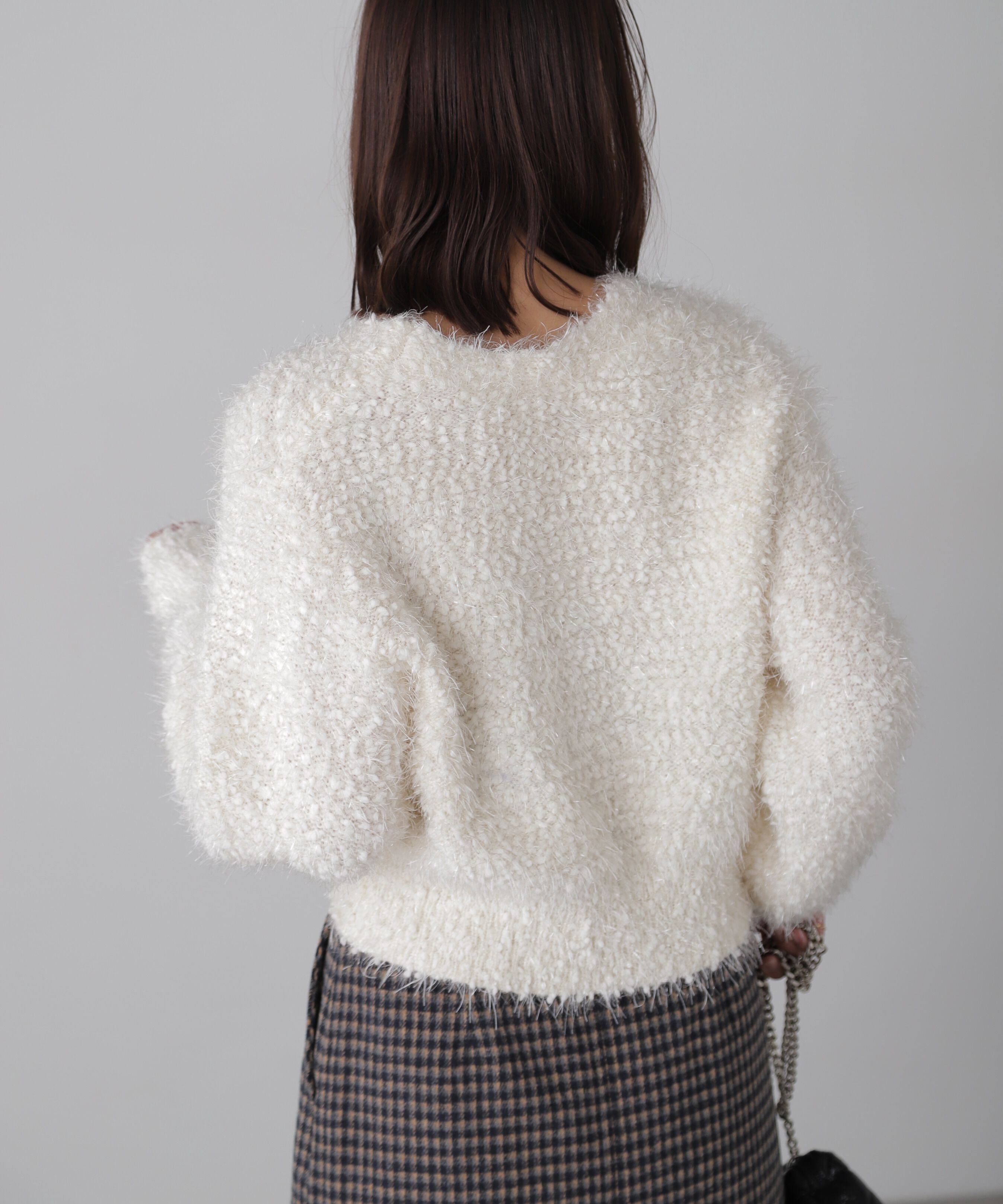  「シャイニーフェザーミックスカーディガン」|ニット・セーター|