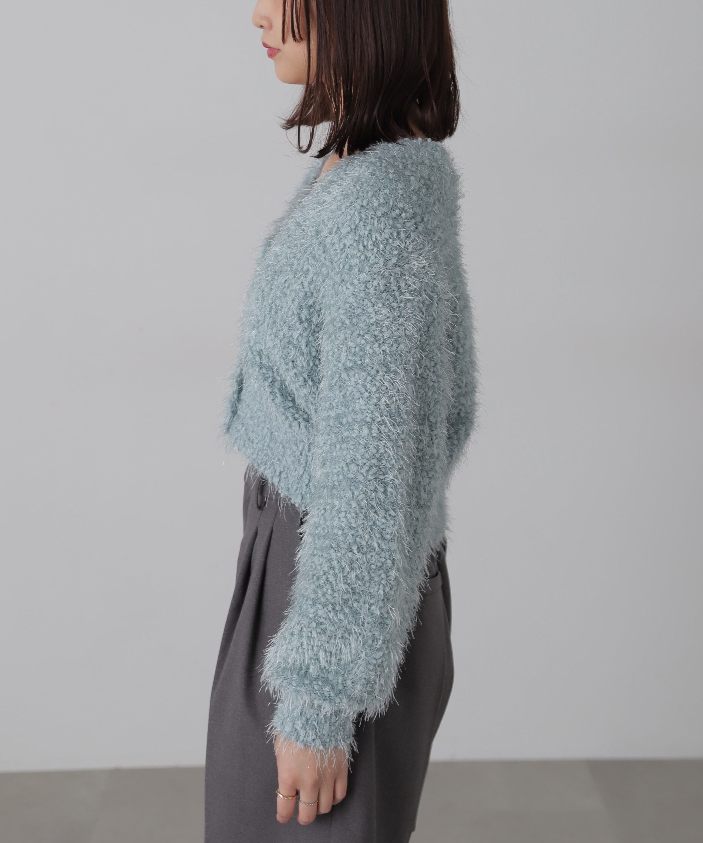  「シャイニーフェザーミックスカーディガン」|ニット・セーター|