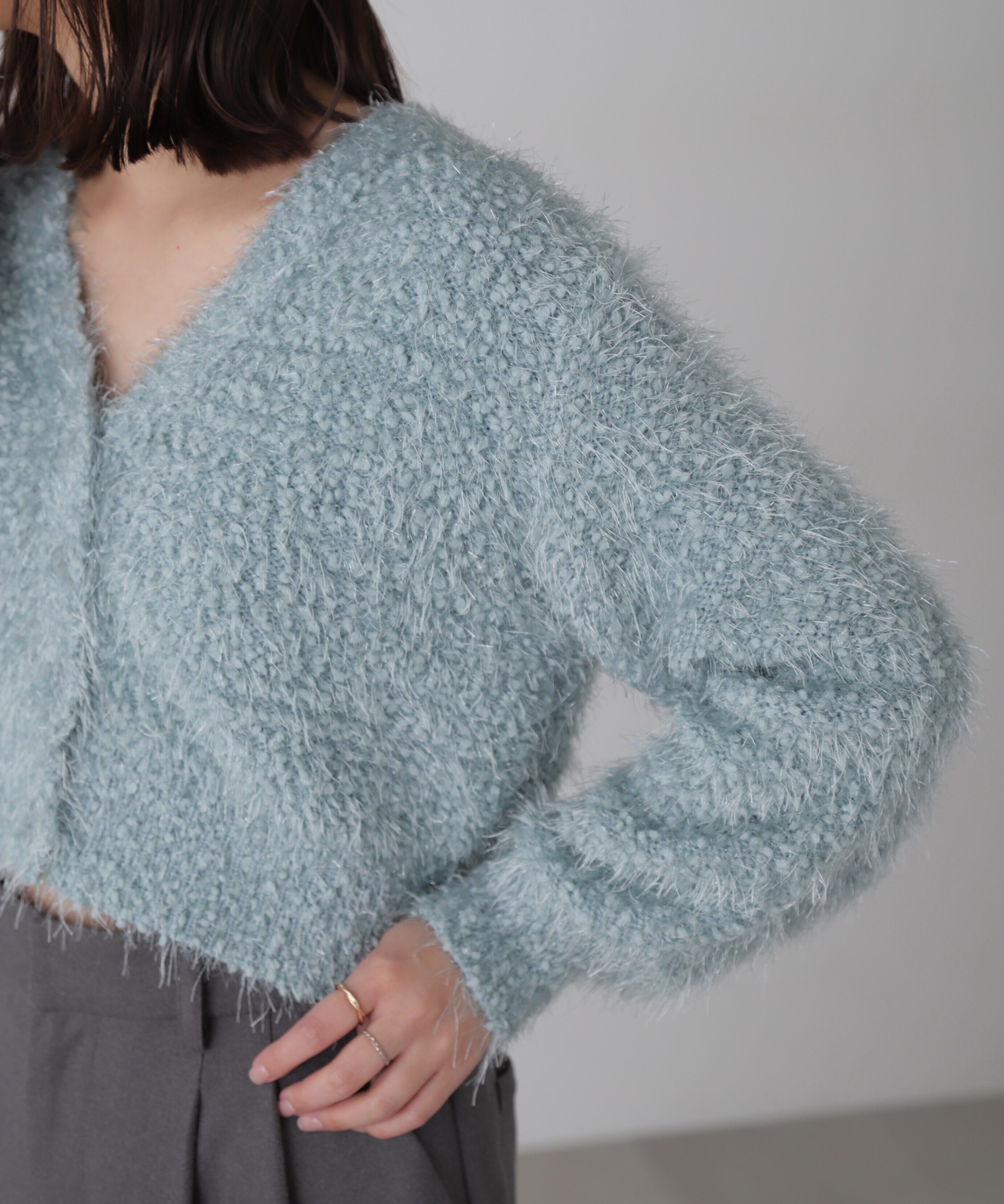  「シャイニーフェザーミックスカーディガン」|ニット・セーター|