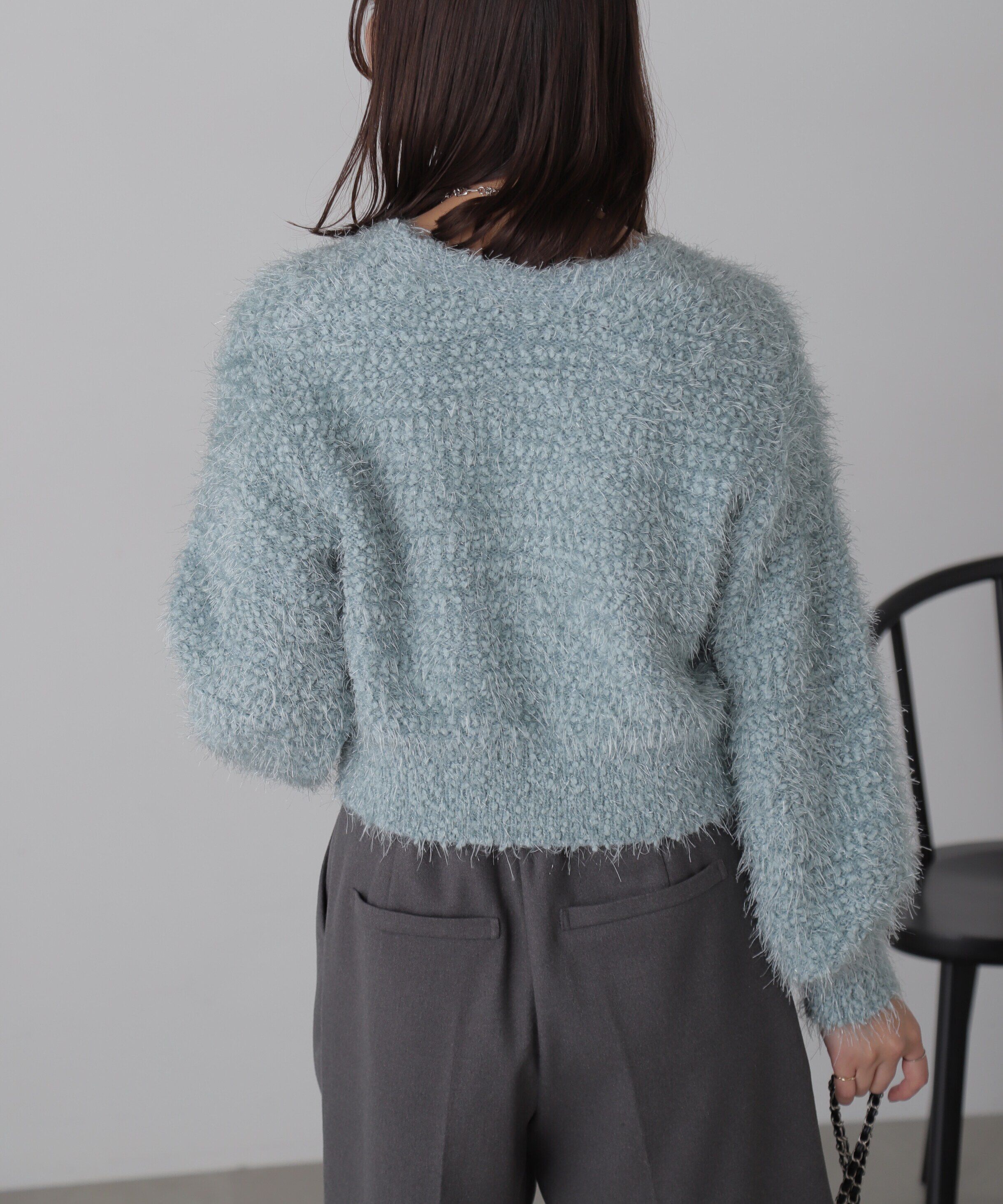  「シャイニーフェザーミックスカーディガン」|ニット・セーター|