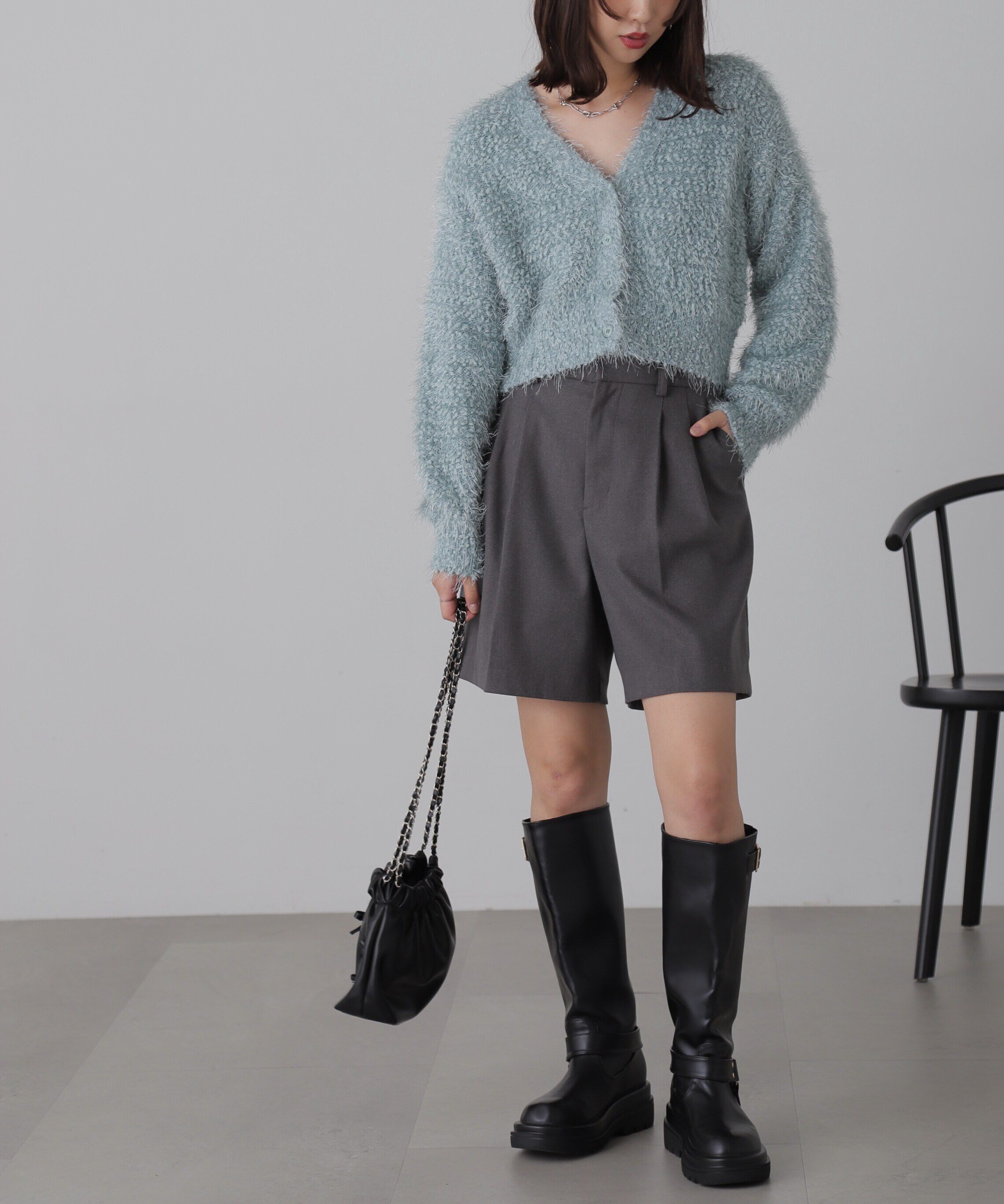  「シャイニーフェザーミックスカーディガン」|ニット・セーター|