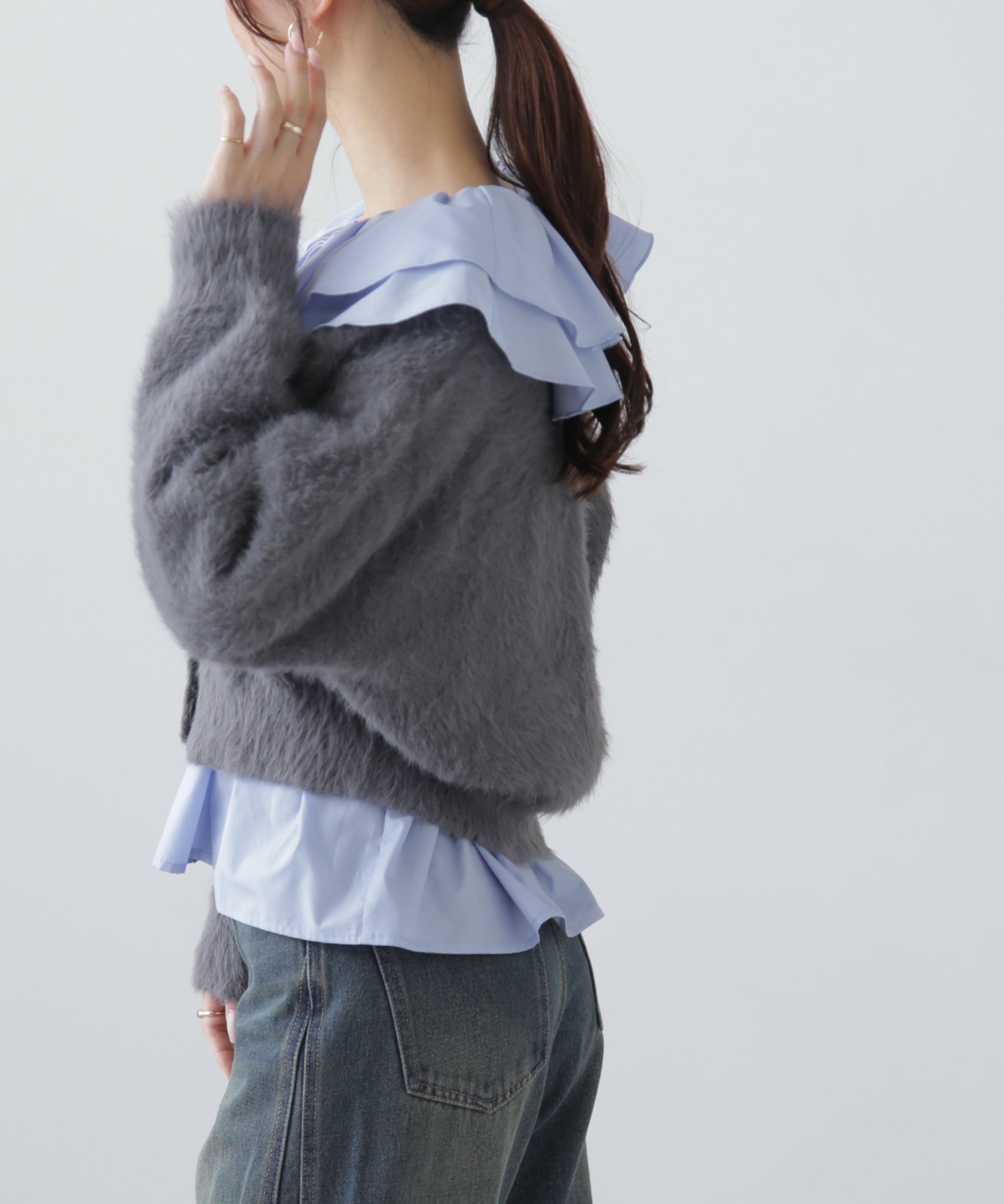  「Vネックシャギーカーディガン」|ニット・セーター|