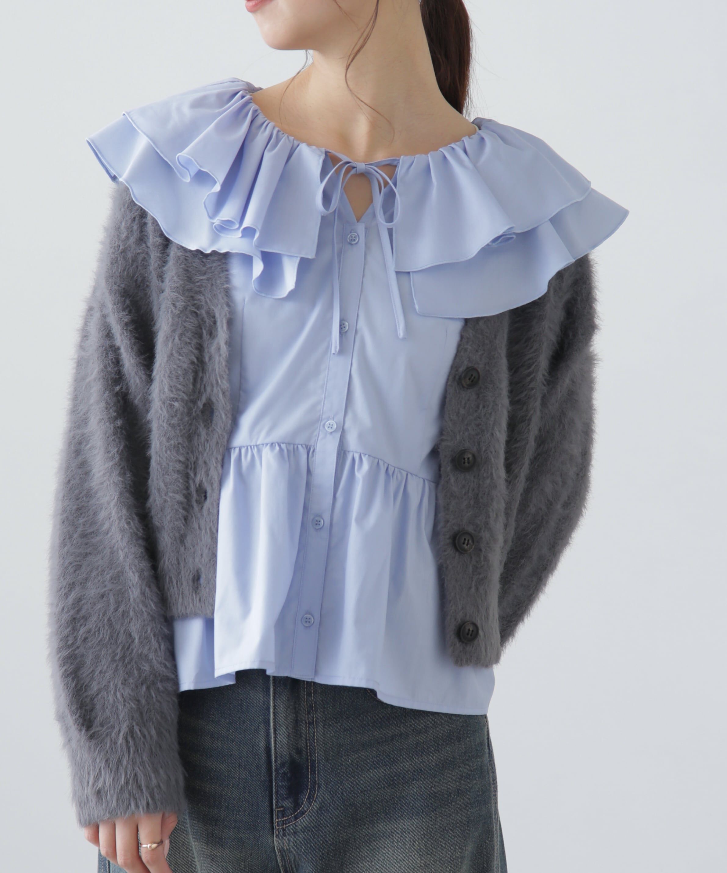  「Vネックシャギーカーディガン」|ニット・セーター|