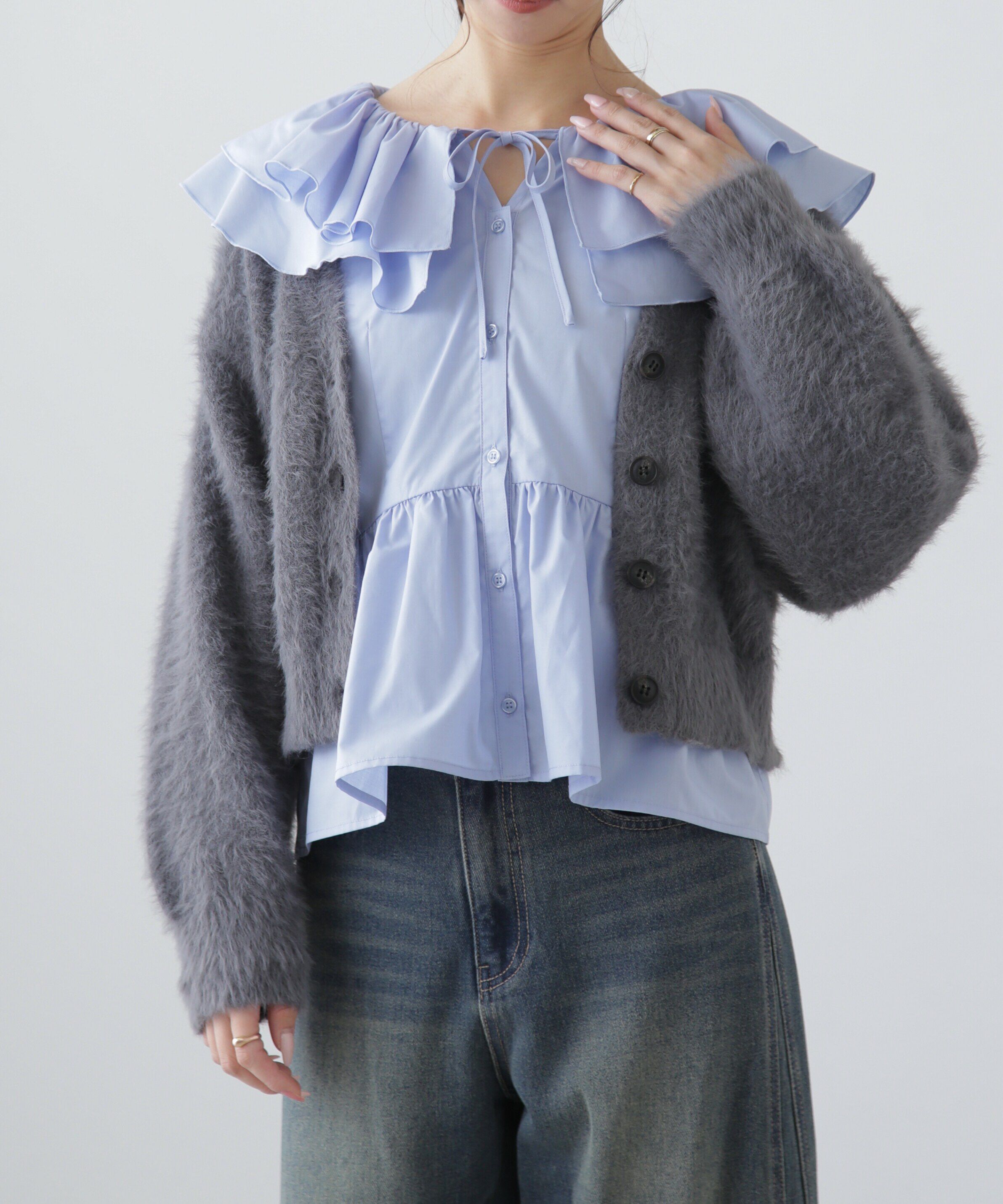  「Vネックシャギーカーディガン」|ニット・セーター|