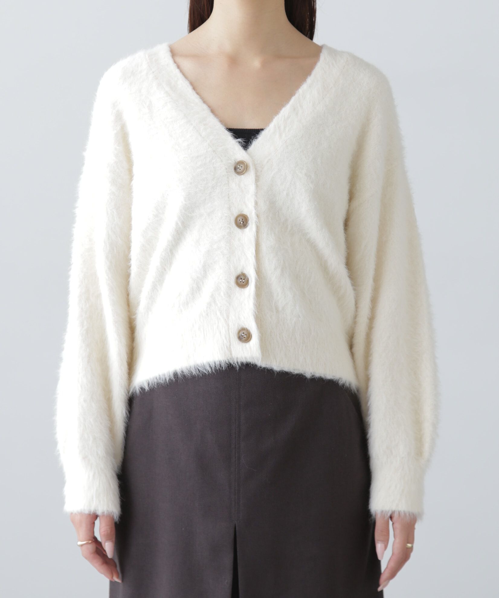  「Vネックシャギーカーディガン」|ニット・セーター|