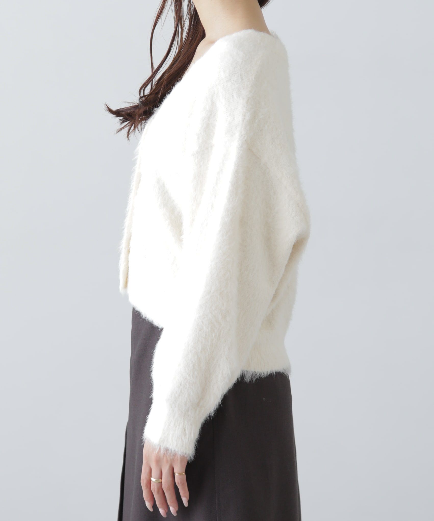  「Vネックシャギーカーディガン」|ニット・セーター|