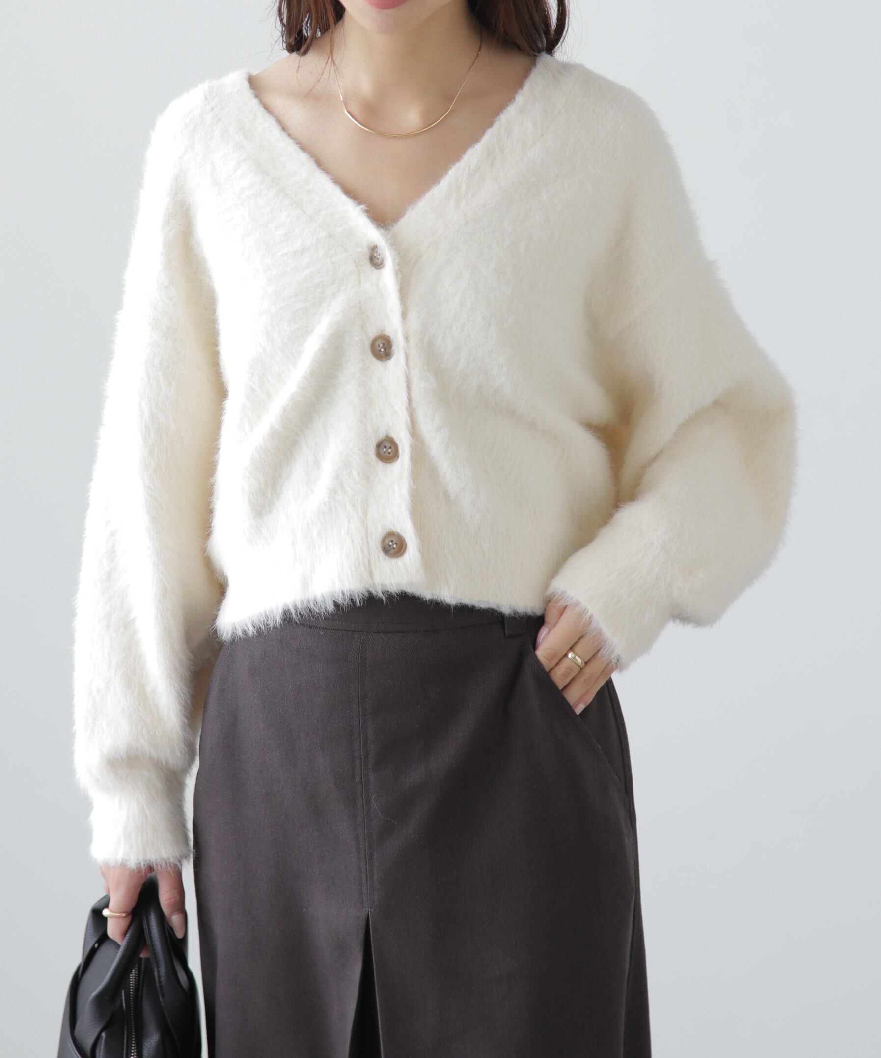  「Vネックシャギーカーディガン」|ニット・セーター|