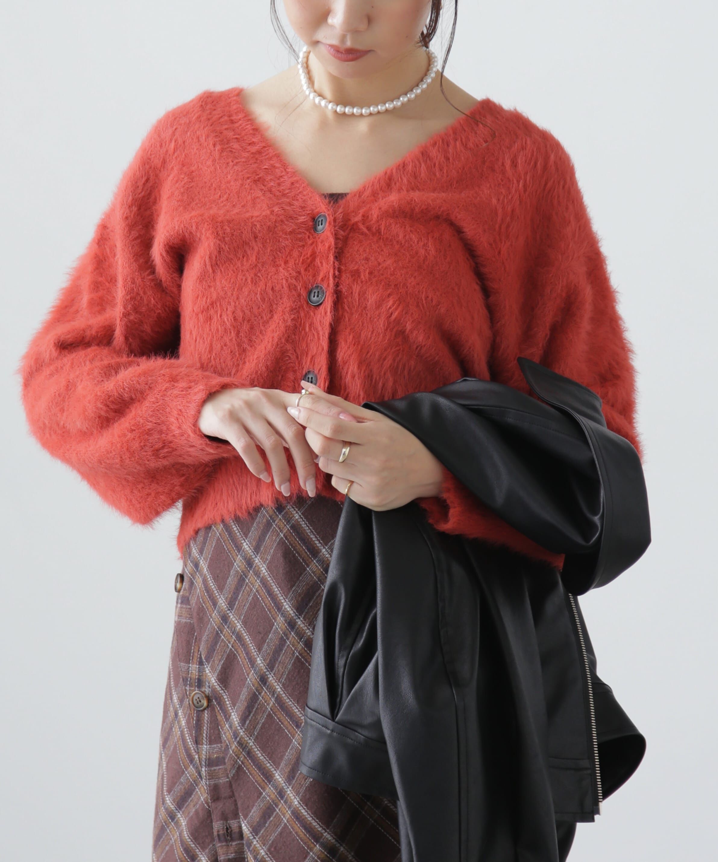  「Vネックシャギーカーディガン」|ニット・セーター|