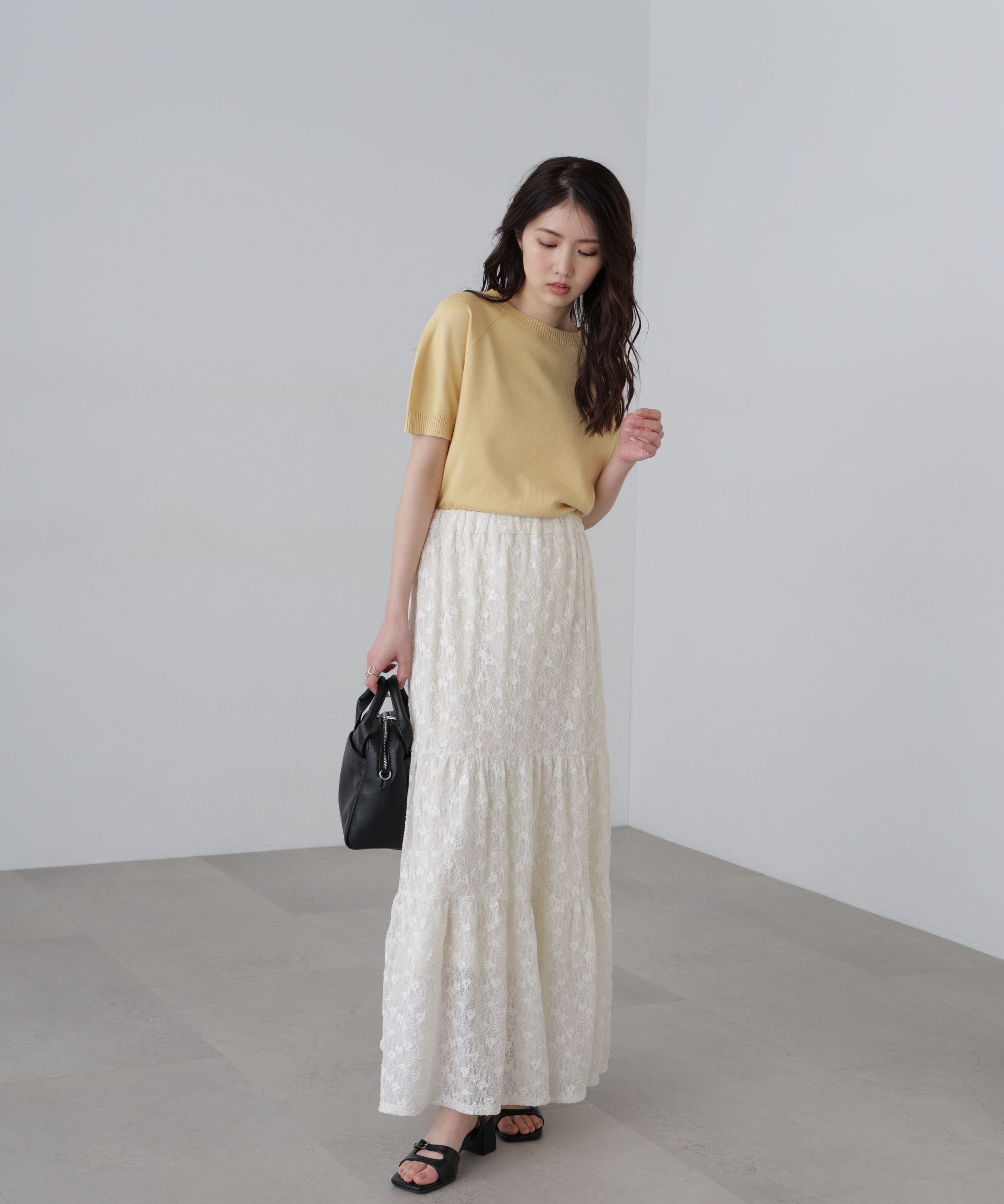  「〈洗える〉マシンウォッシャブルパフスリーブ半袖ニット」|ニット・セーター|