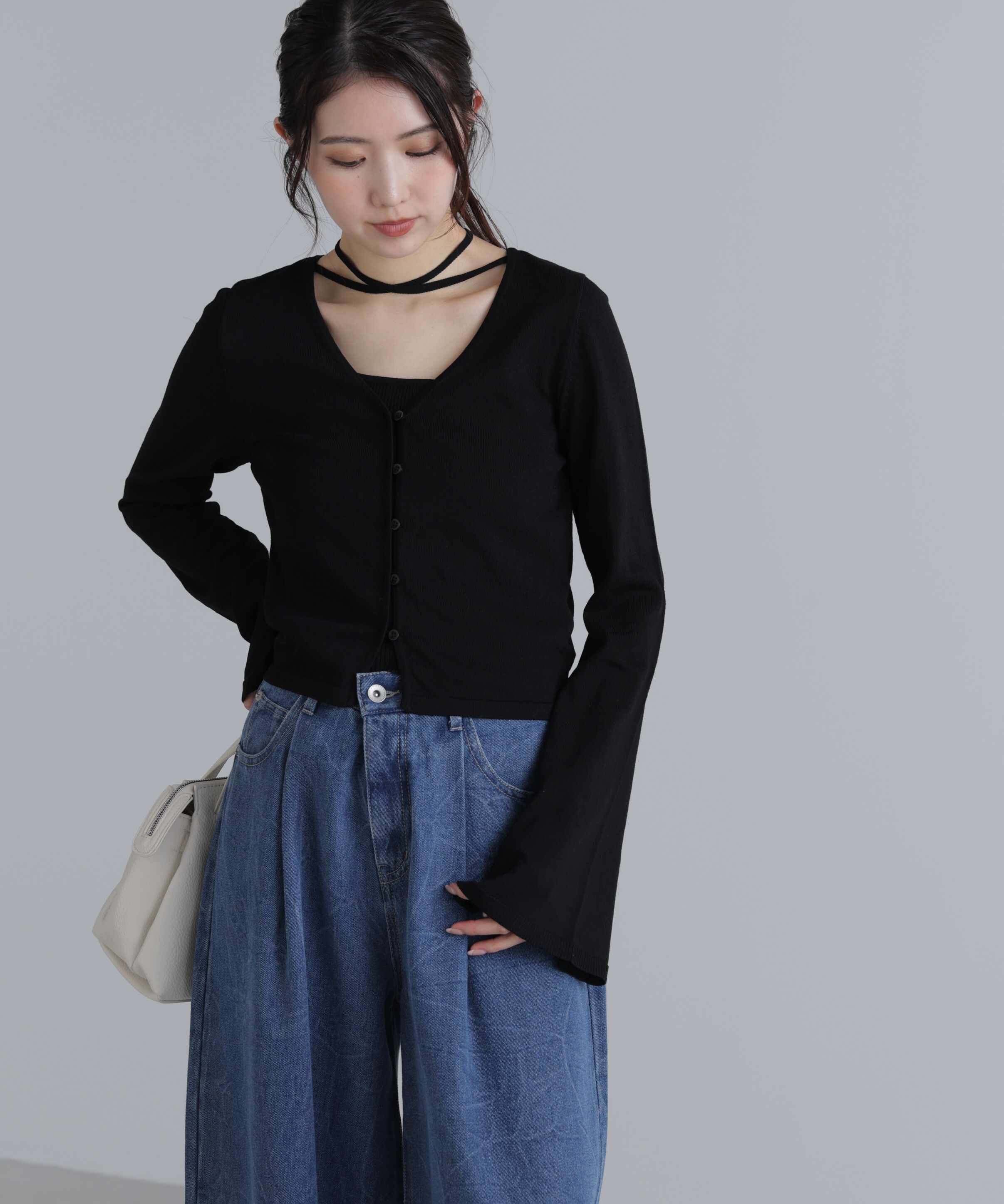  「キャミレイヤードニットカーディガン２」|ニット・セーター|